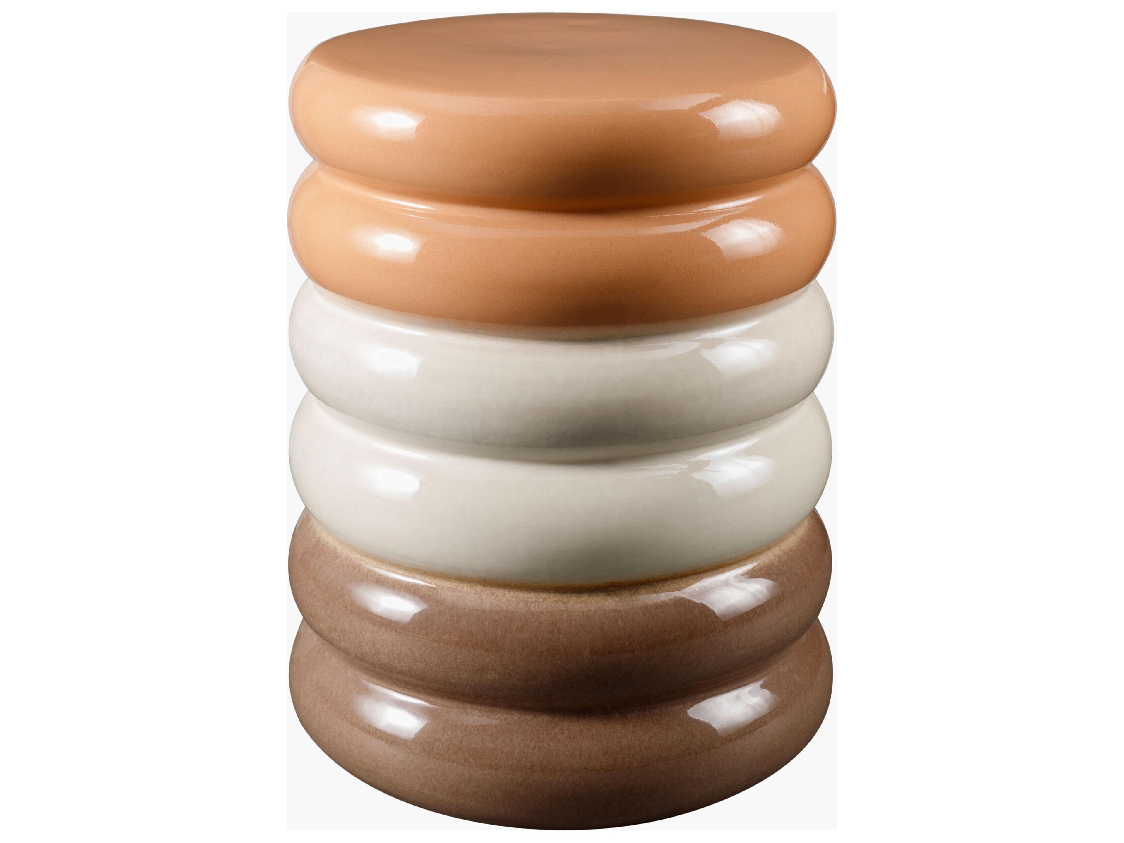 Bizen Blush Cream Gray Ceramic Round End Table