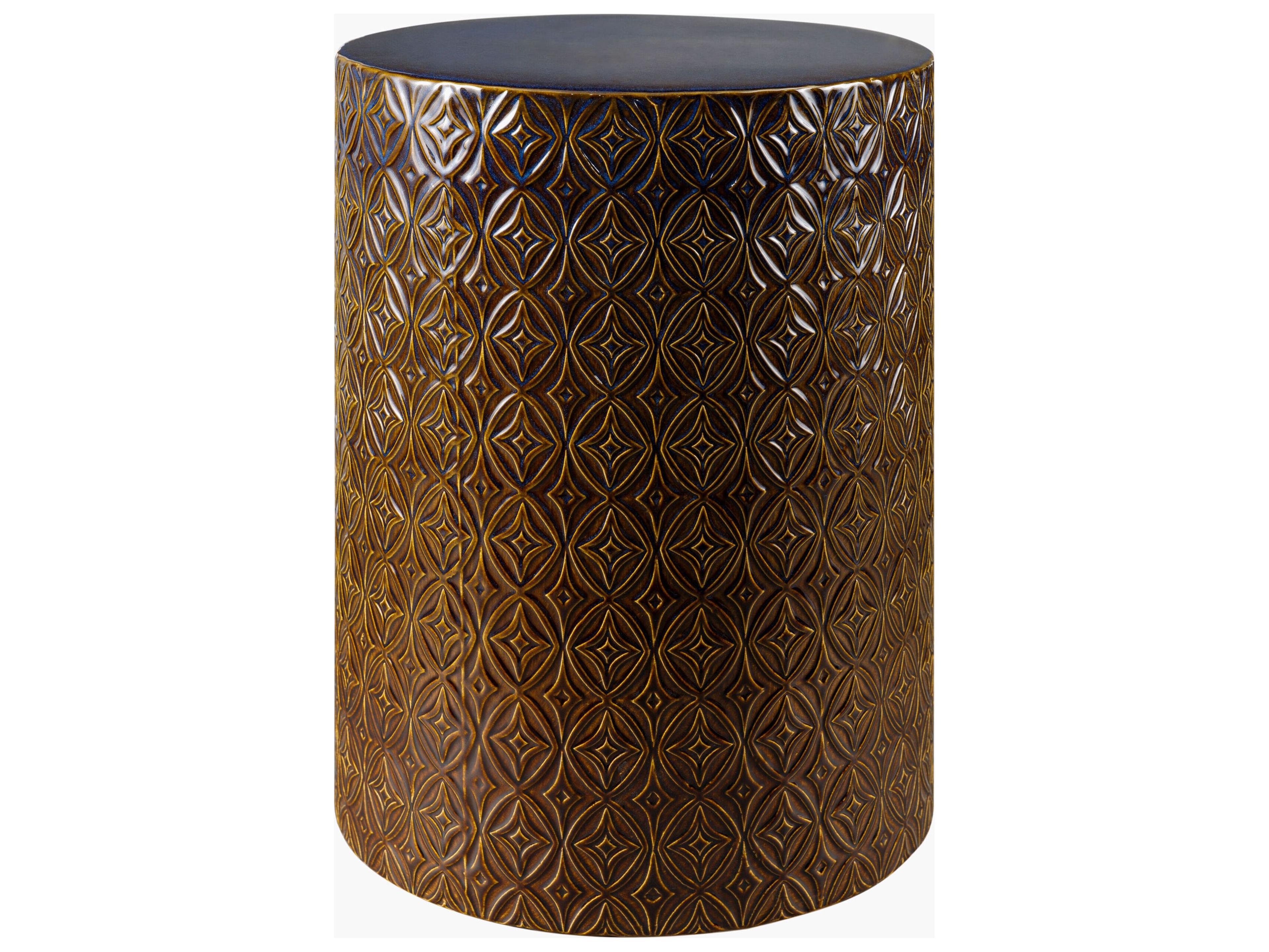 Brick Lane Brown Ceramic Round End Table