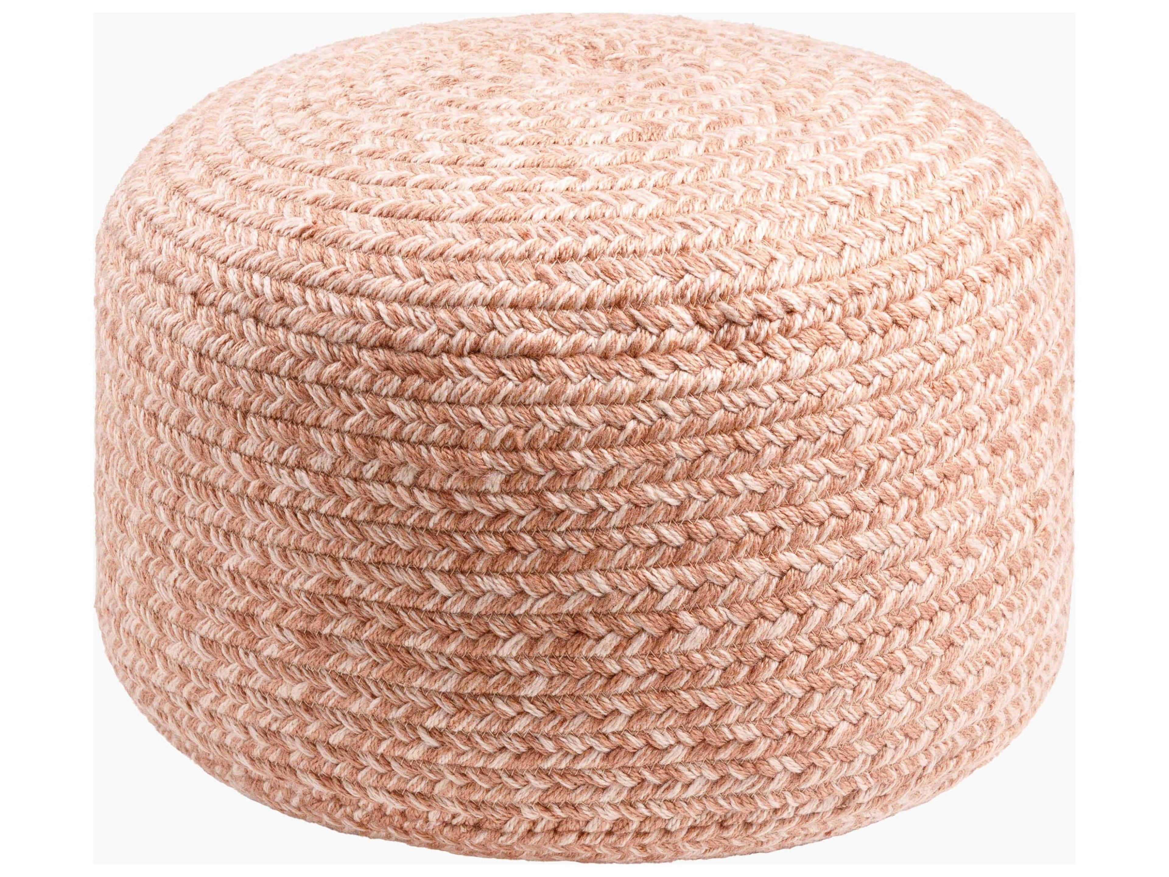 Livabliss by Surya Outdoor Entwined Blush Recycled Plastic Cushion Pouf