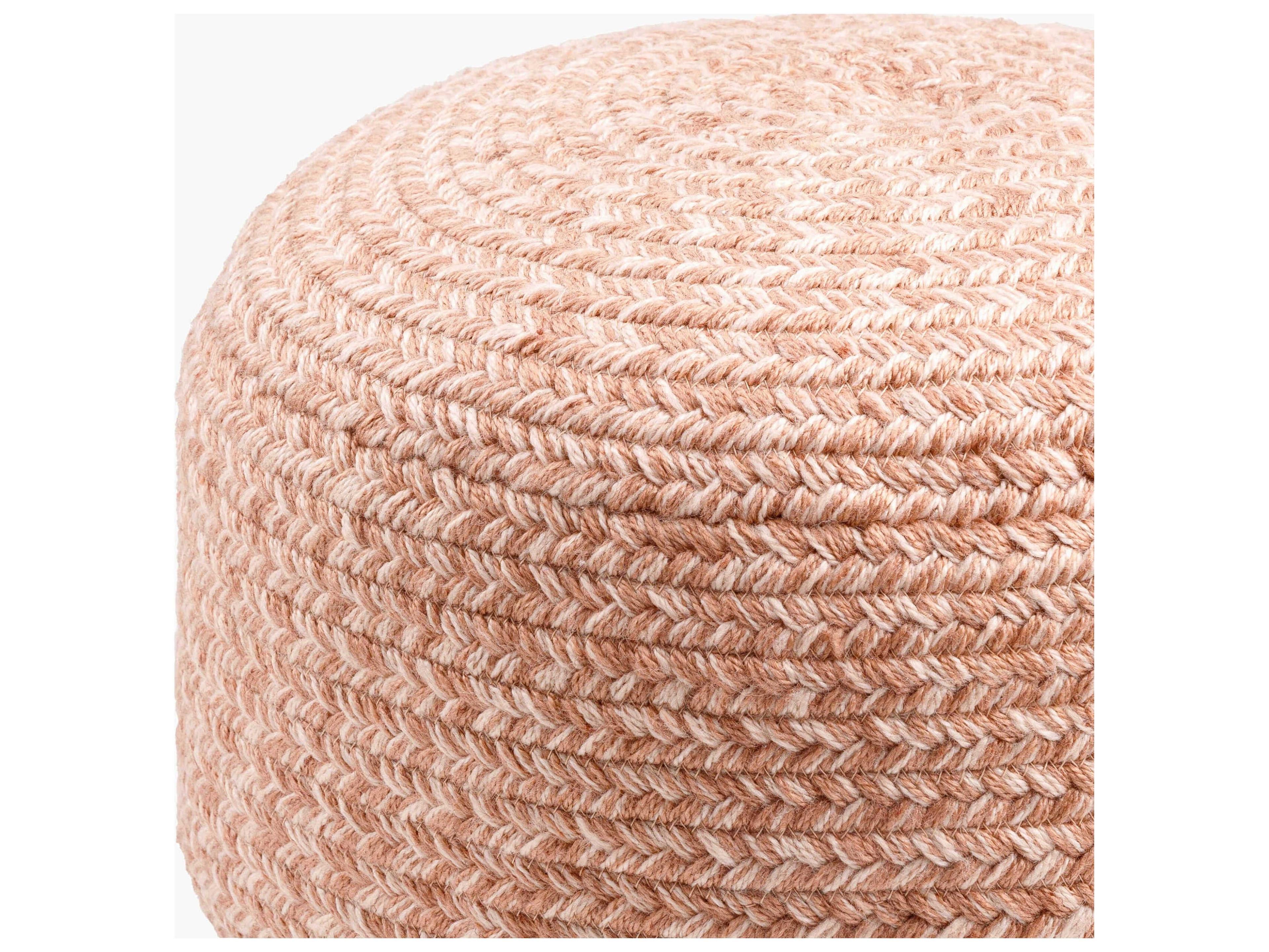 Livabliss by Surya Outdoor Entwined Blush Recycled Plastic Cushion Pouf