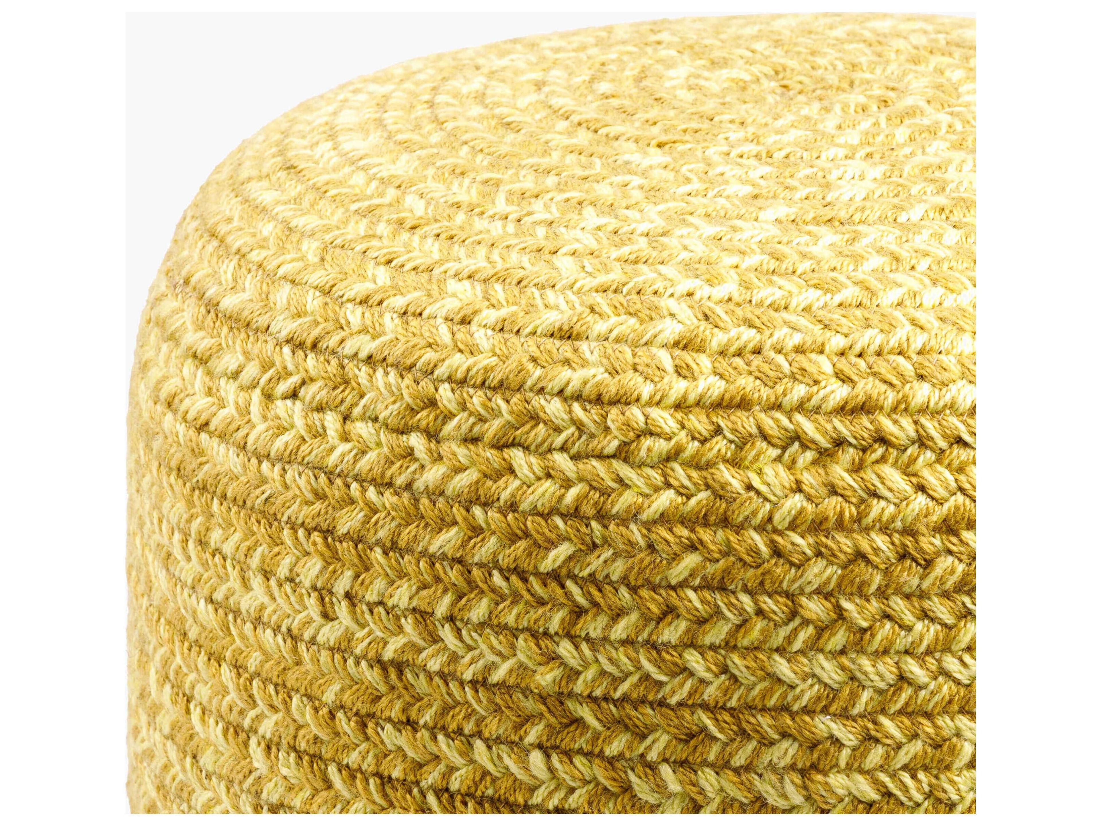 Livabliss by Surya Outdoor Entwined Yellow Recycled Plastic Cushion Pouf