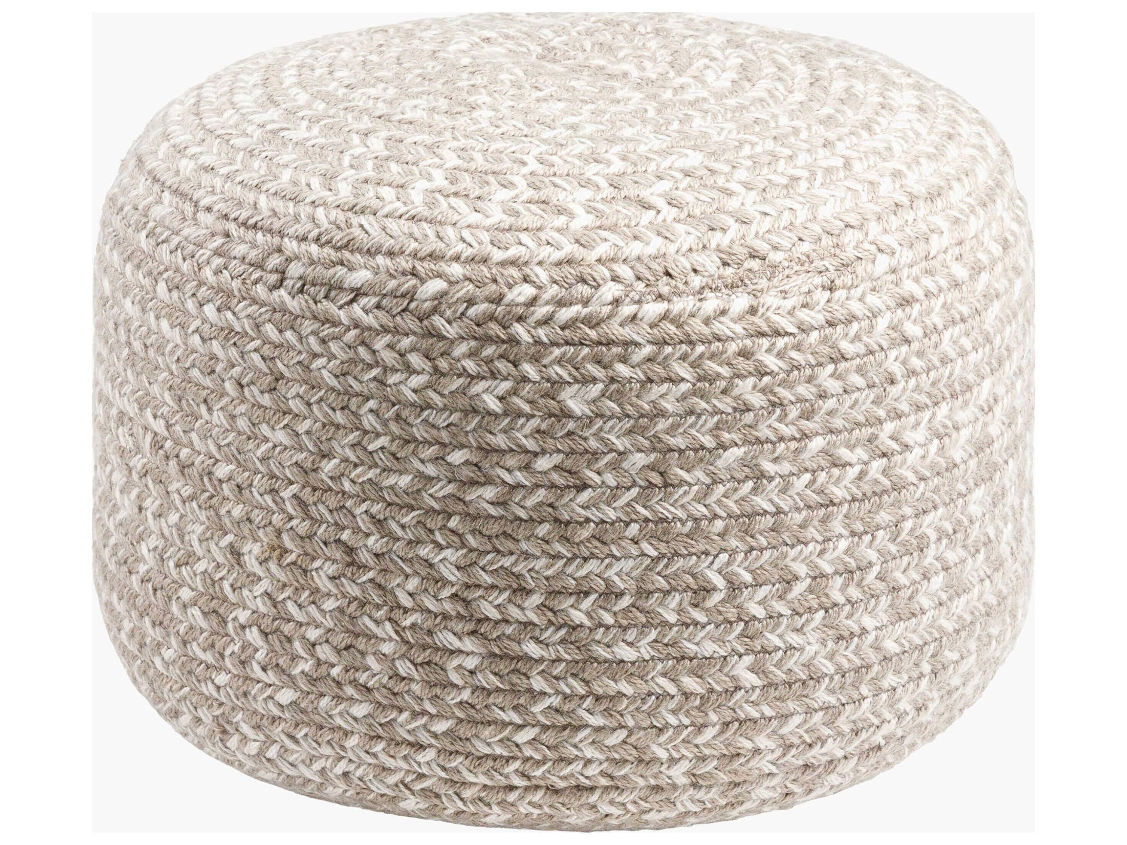 Entwined Beige Recycled Plastic Cushion Pouf
