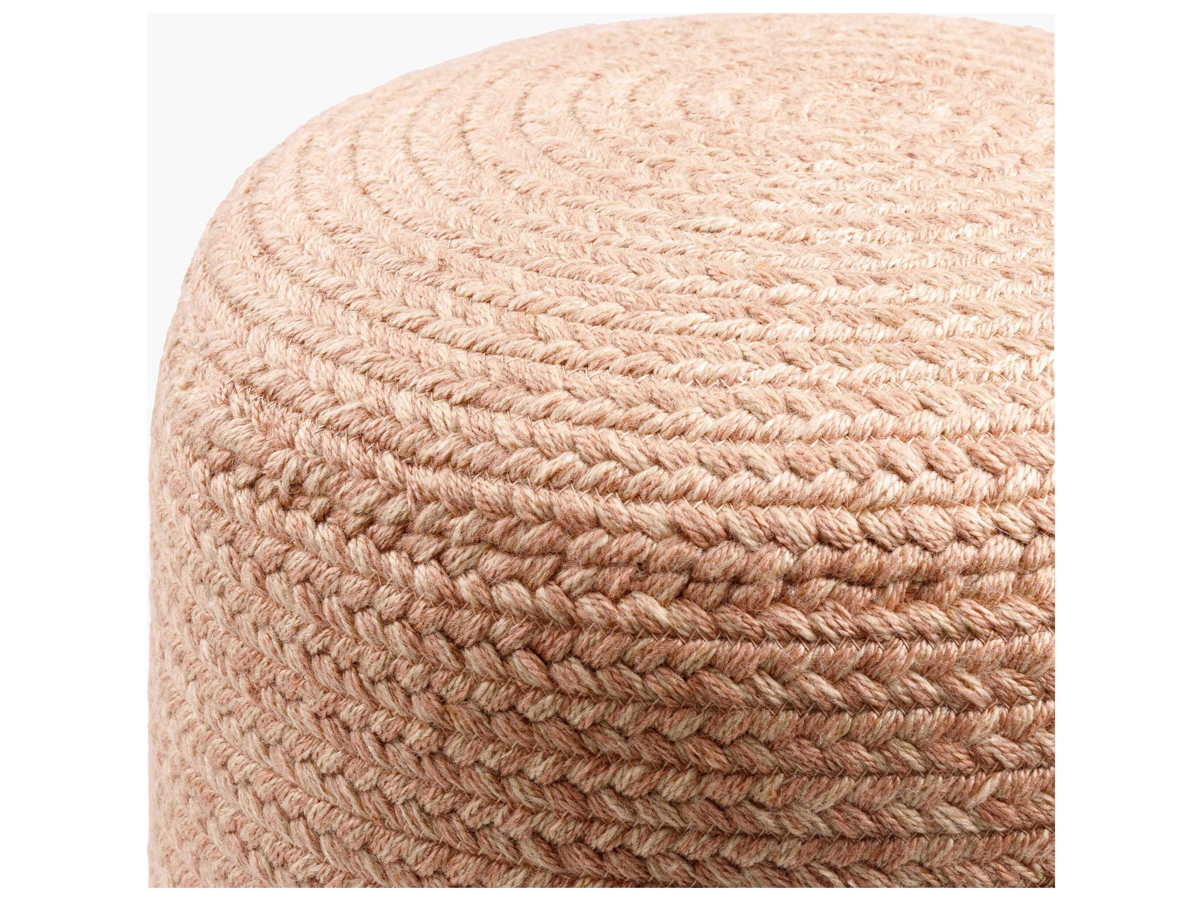 Livabliss by Surya Outdoor Entwined Dusty Pink Recycled Plastic Cushion Pouf