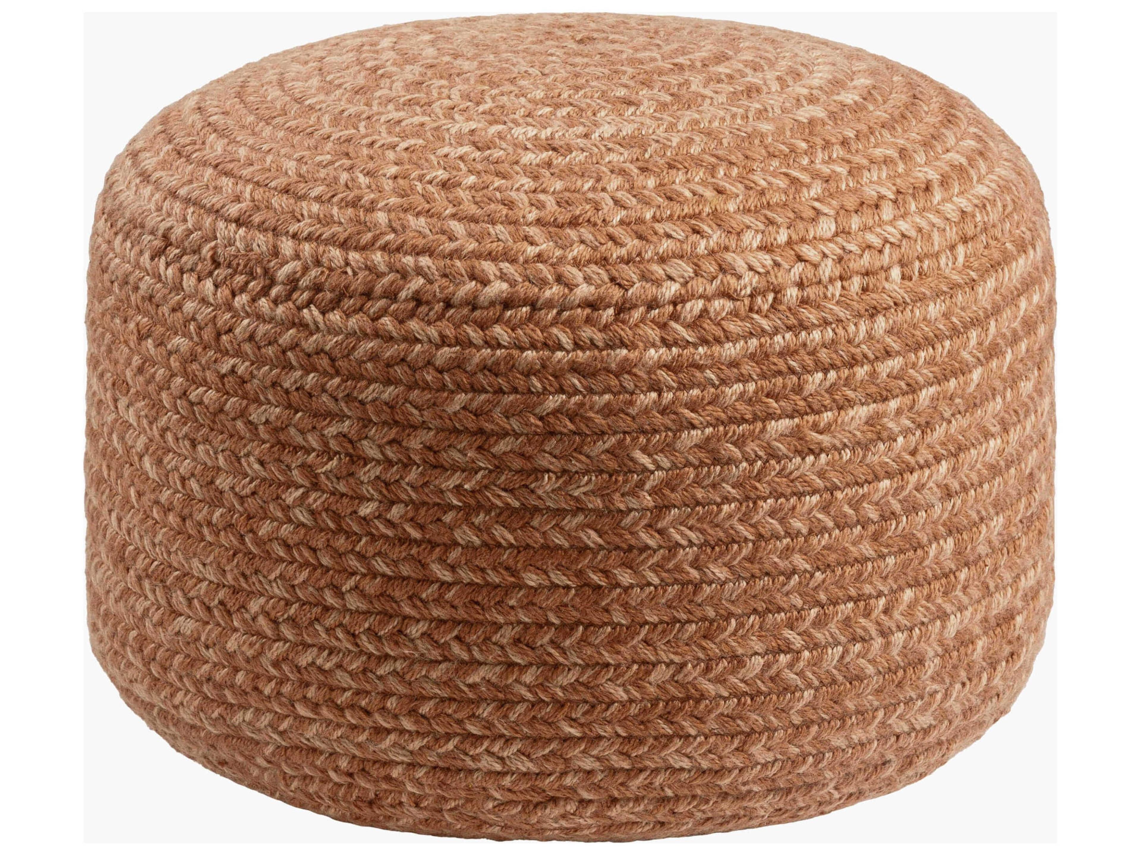 Entwined Light Brown Recycled Plastic Cushion Pouf