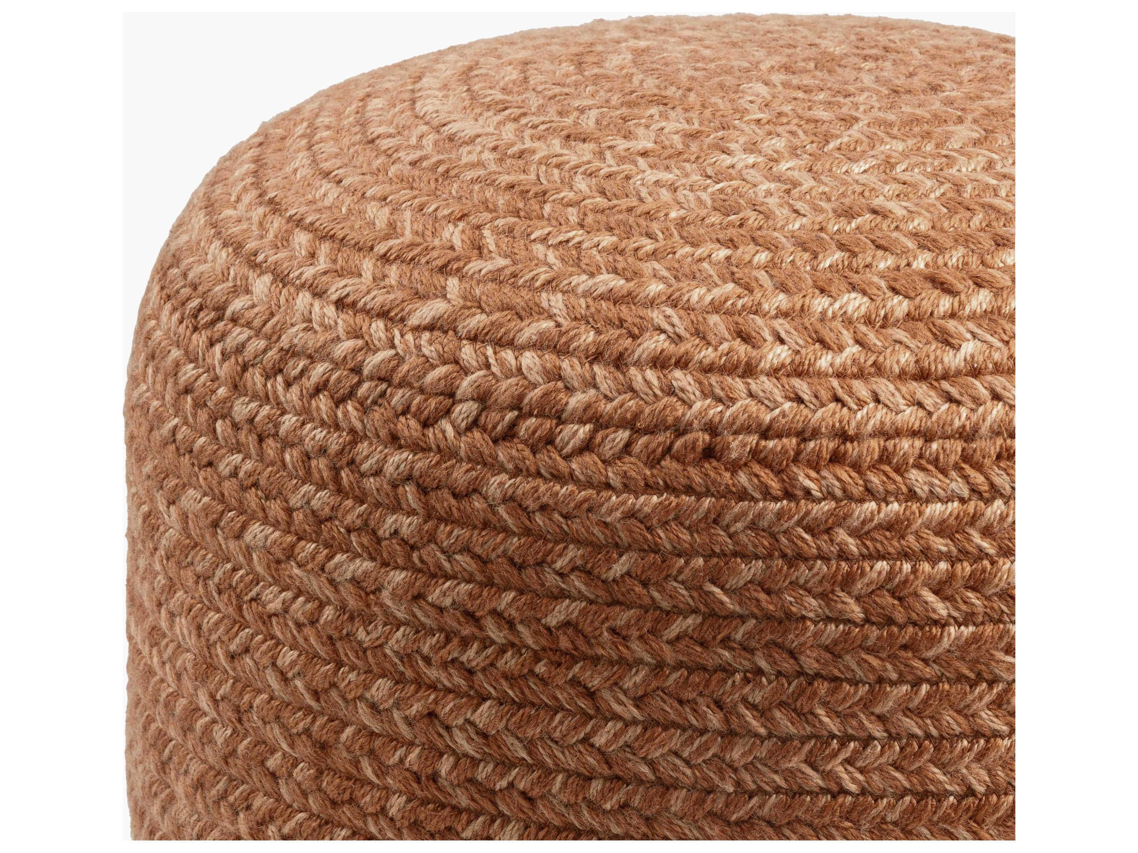 Livabliss by Surya Outdoor Entwined Light Brown Recycled Plastic Cushion Pouf