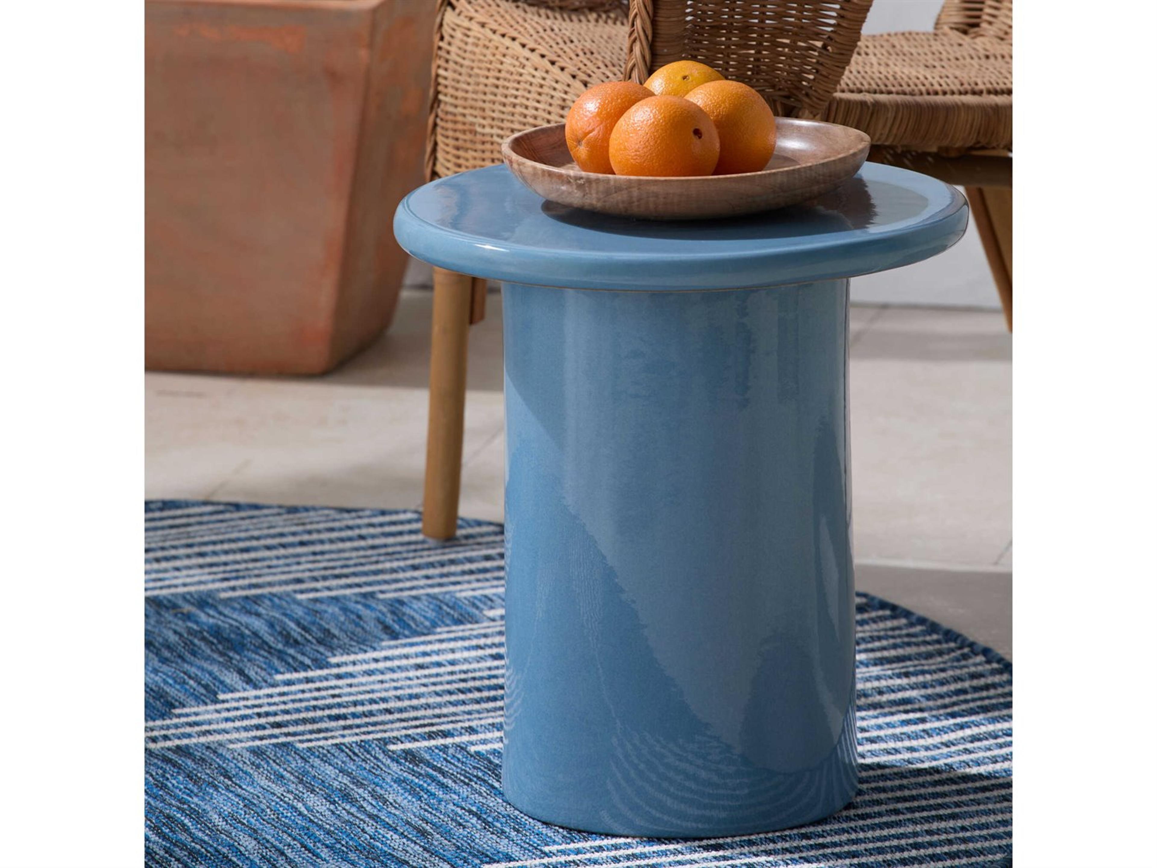 Livabliss by Surya Outdoor Falkland Road Medium Gray Ceramic Round End Table
