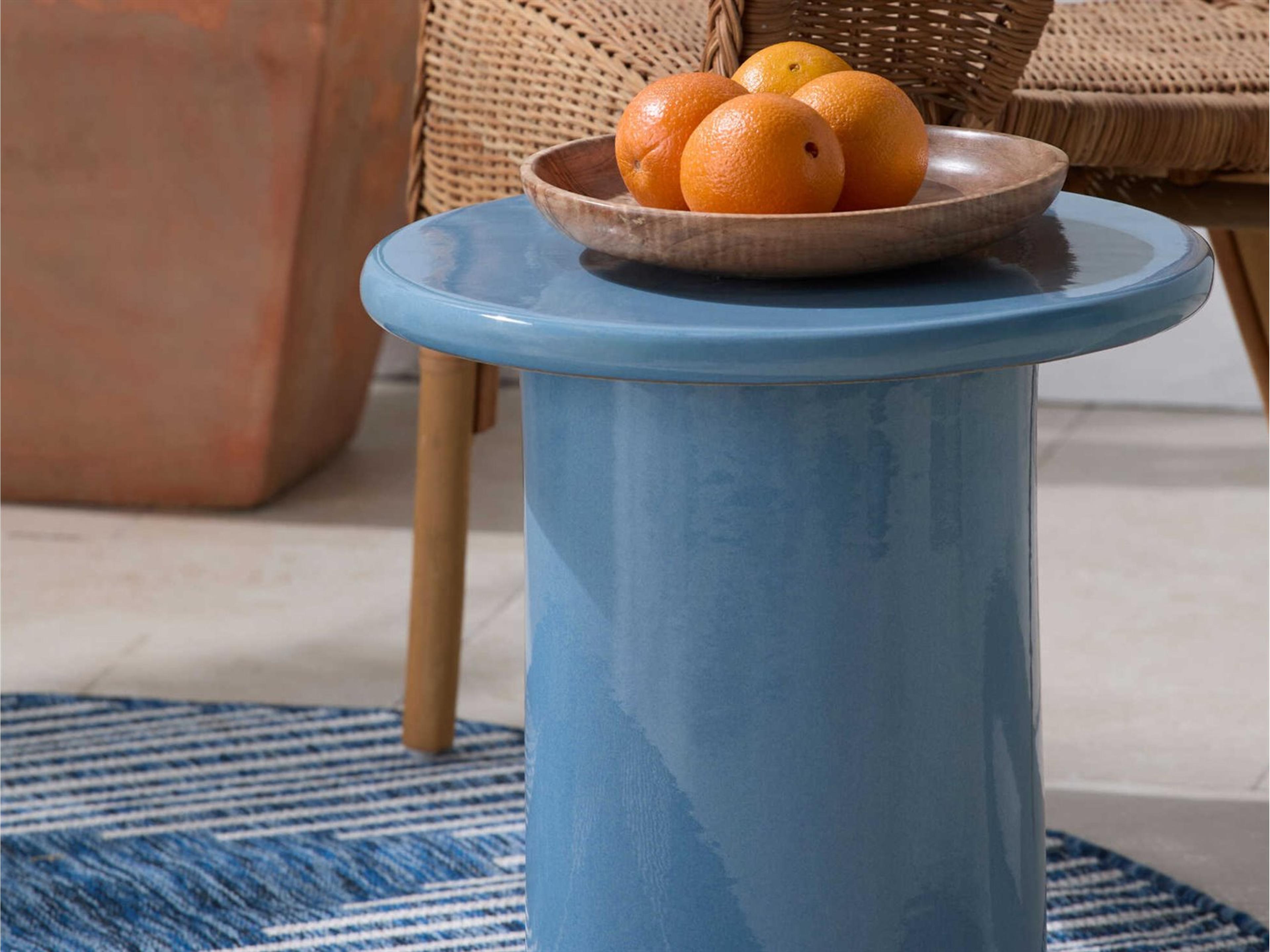 Livabliss by Surya Outdoor Falkland Road Medium Gray Ceramic Round End Table