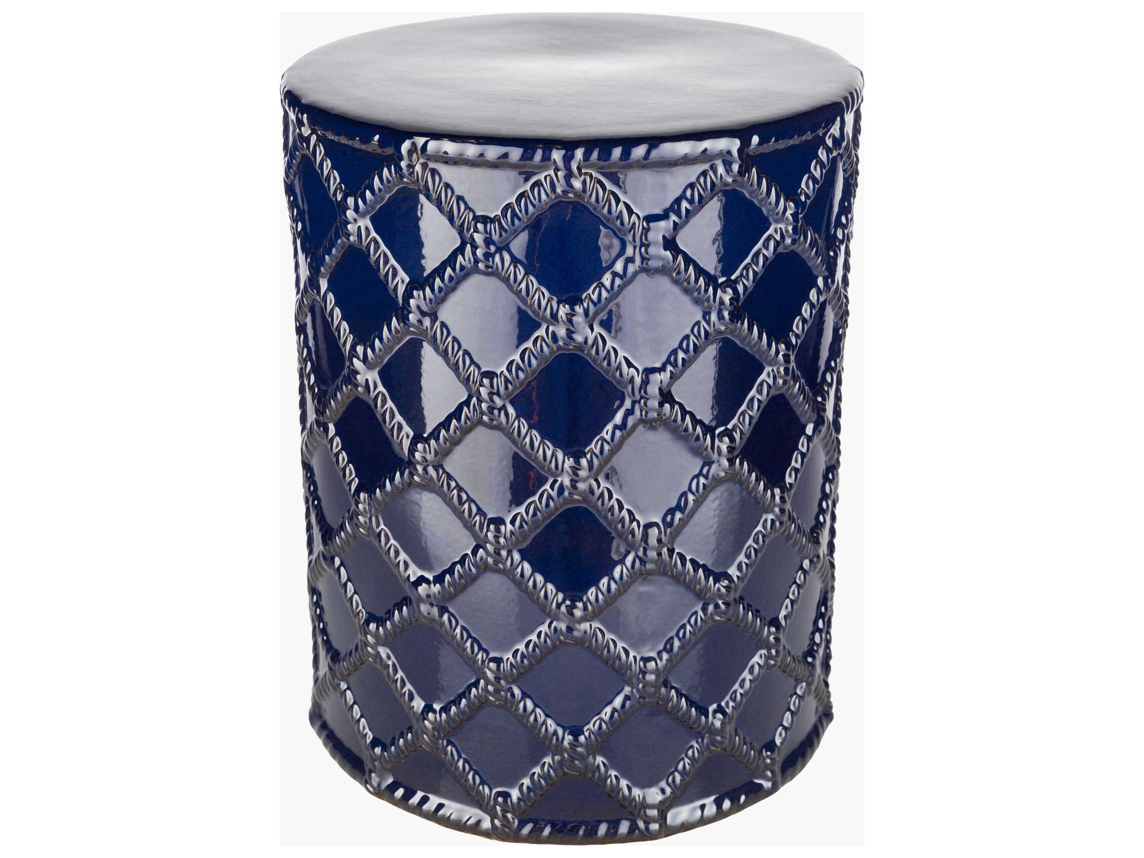 Gaylor Navy Ceramic Round End Table