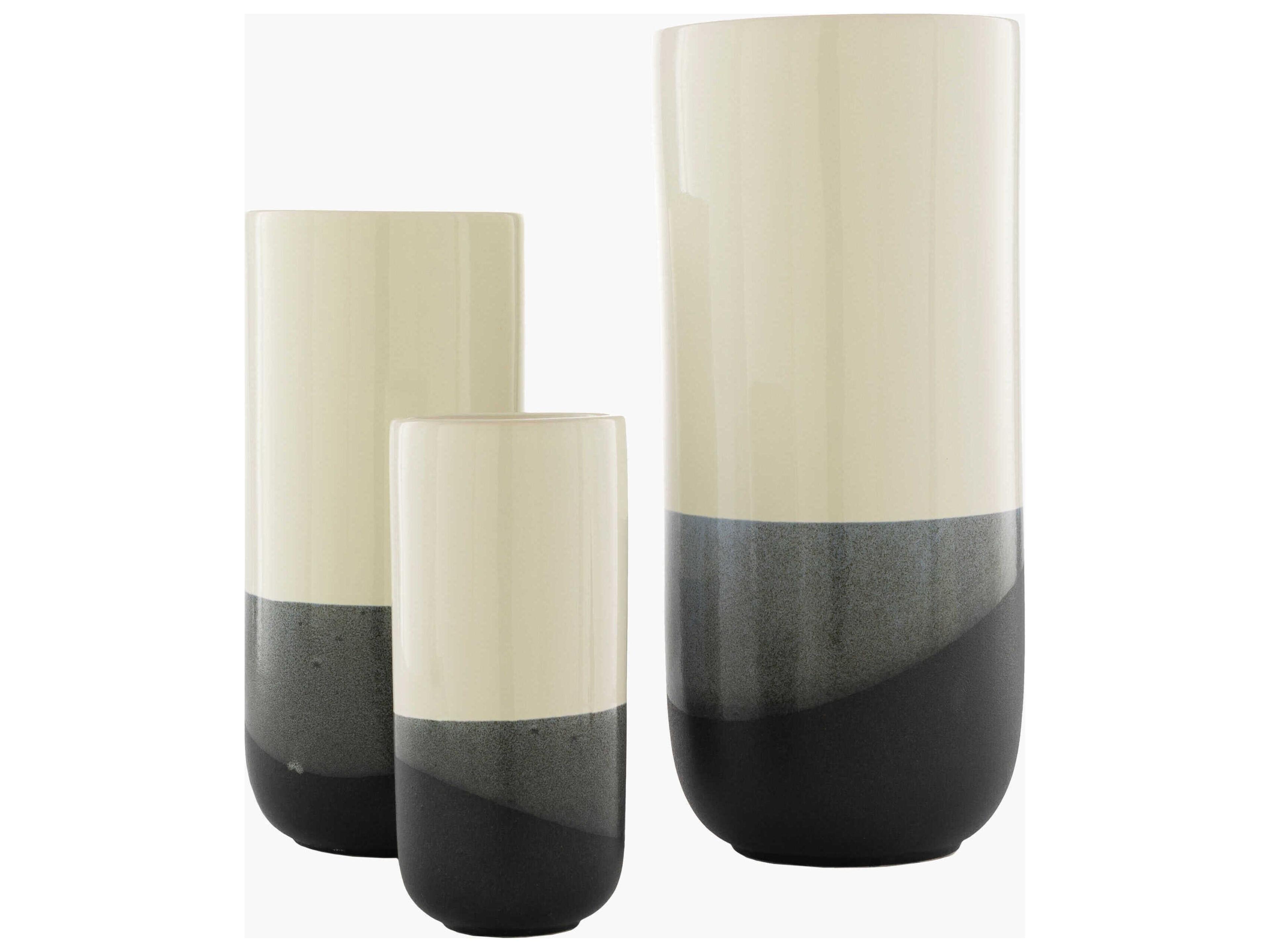 Livabliss by Surya Outdoor Geo Glazed Charcoal Vase