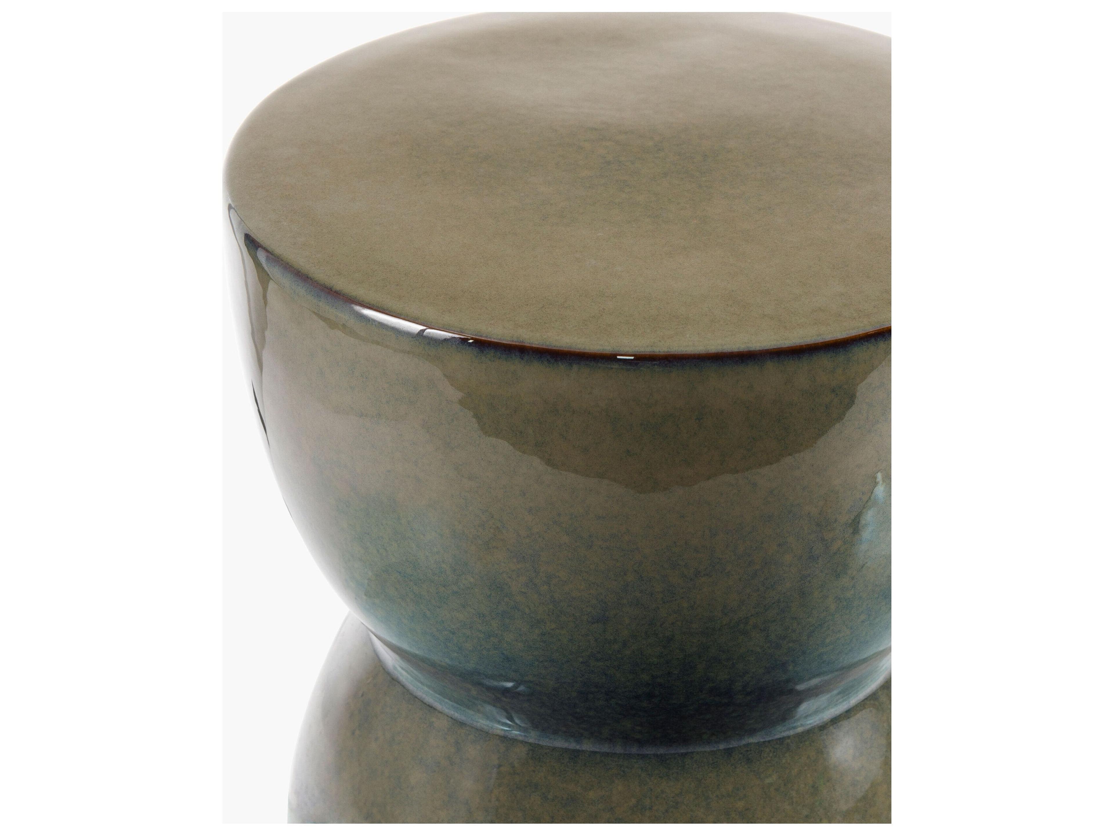Livabliss by Surya Outdoor Hourglass Sage Ceramic Round End Table
