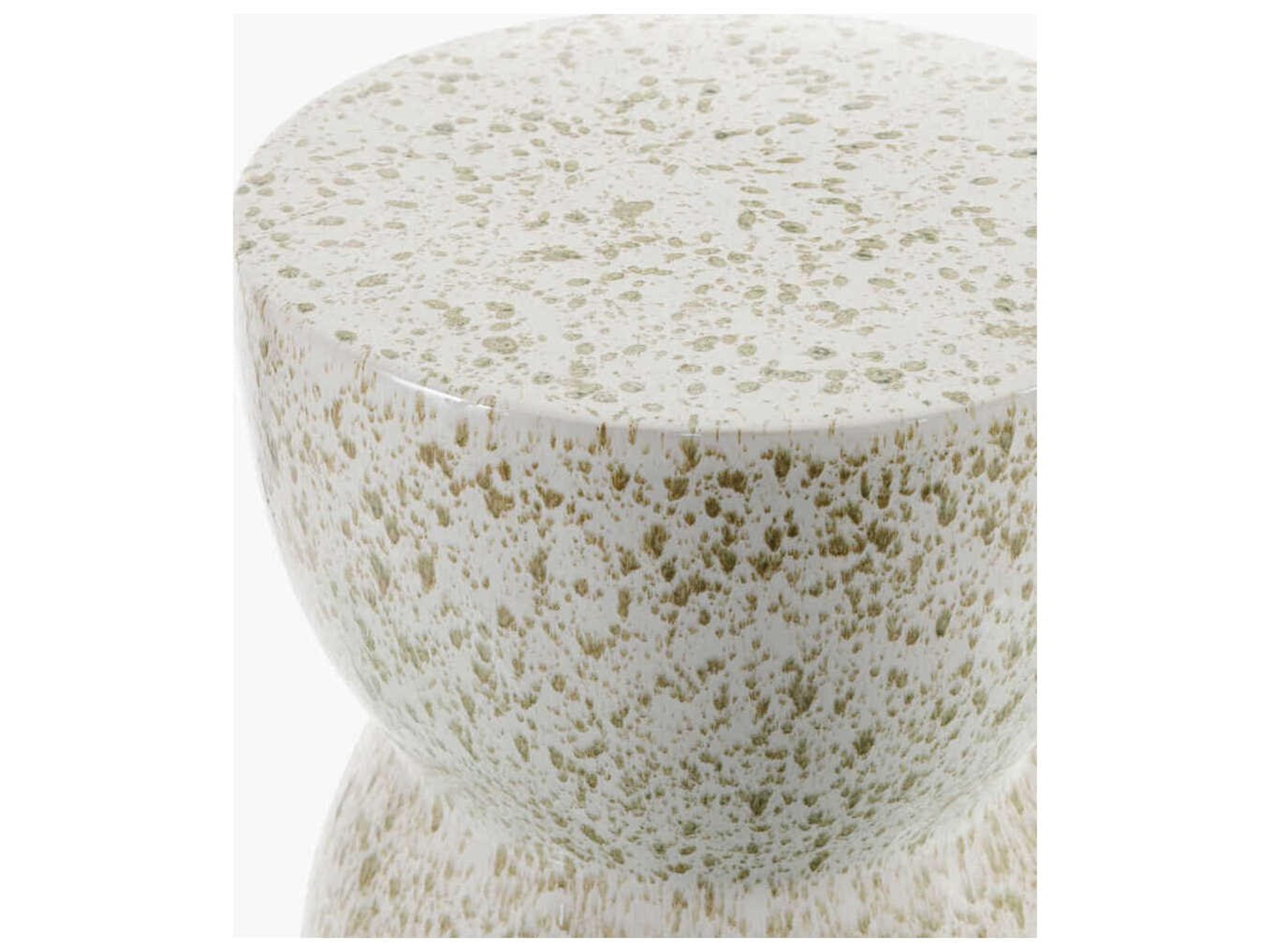 Livabliss by Surya Outdoor Hourglass Cream Sage Ceramic Round End Table