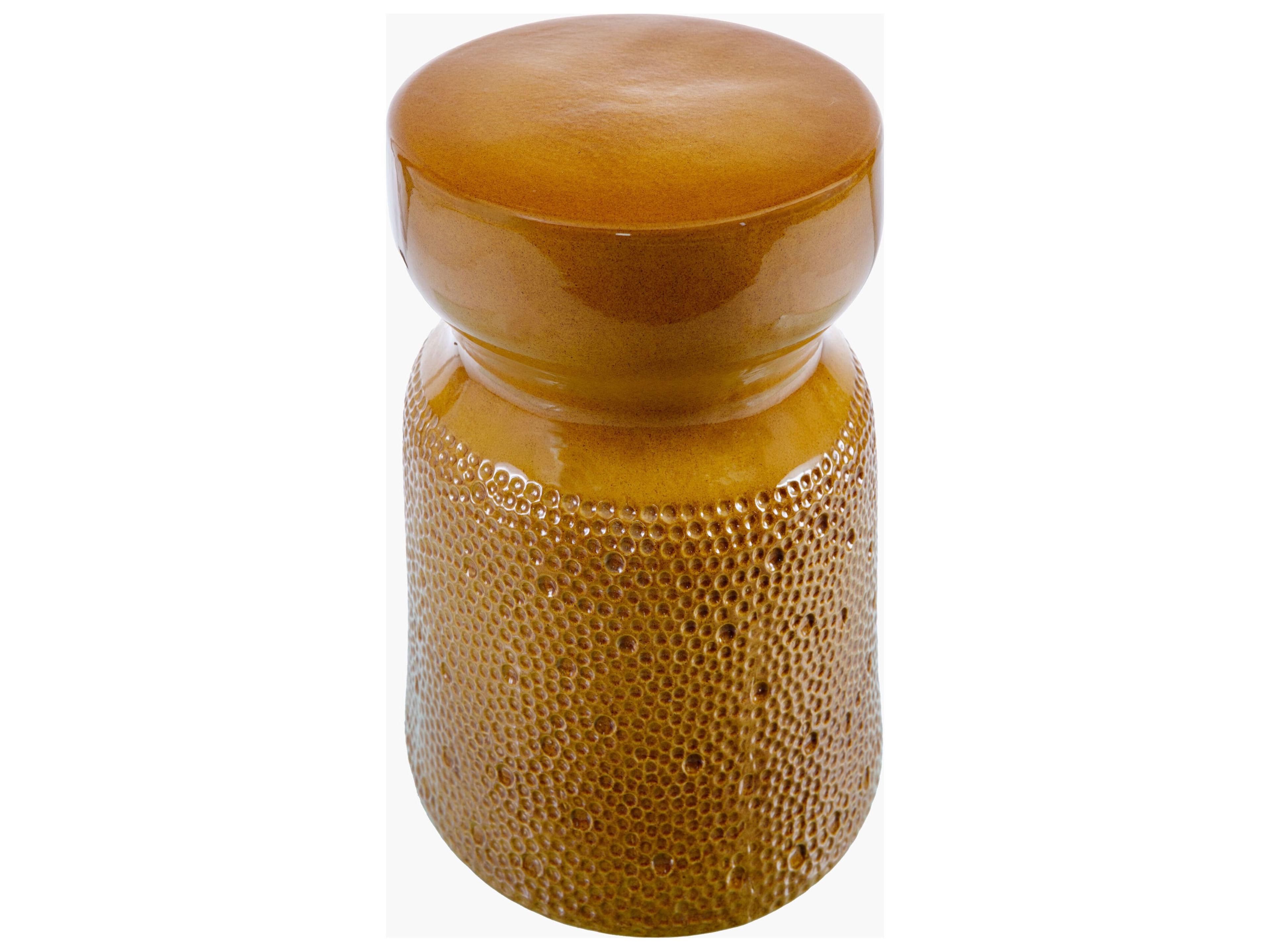 Livabliss by Surya Outdoor Jewels Mustard Ceramic Round End Table