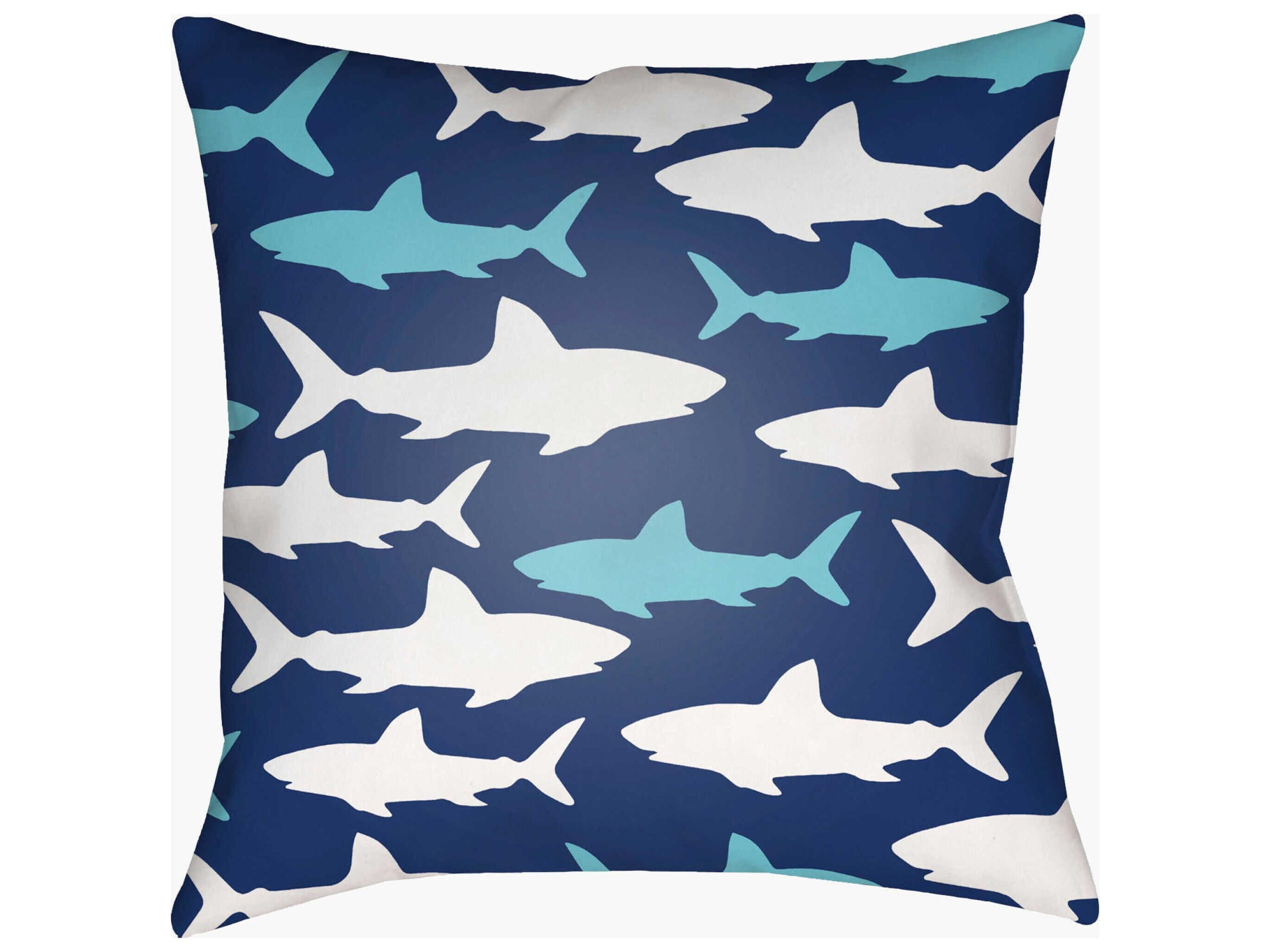 Livabliss by Surya Outdoor Sharks Navy Blue Pillow