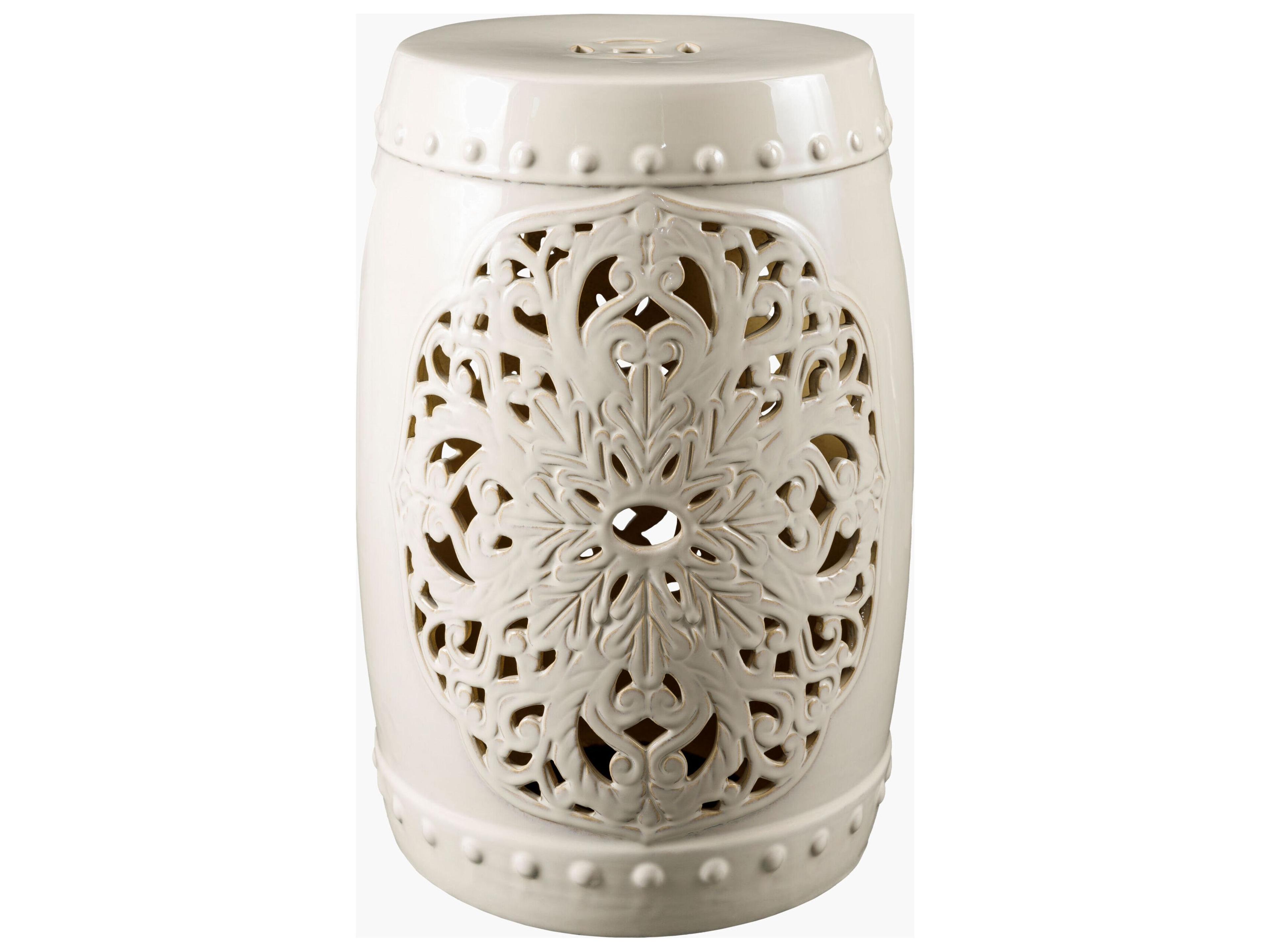 Nusrat White Ceramic Round End Table