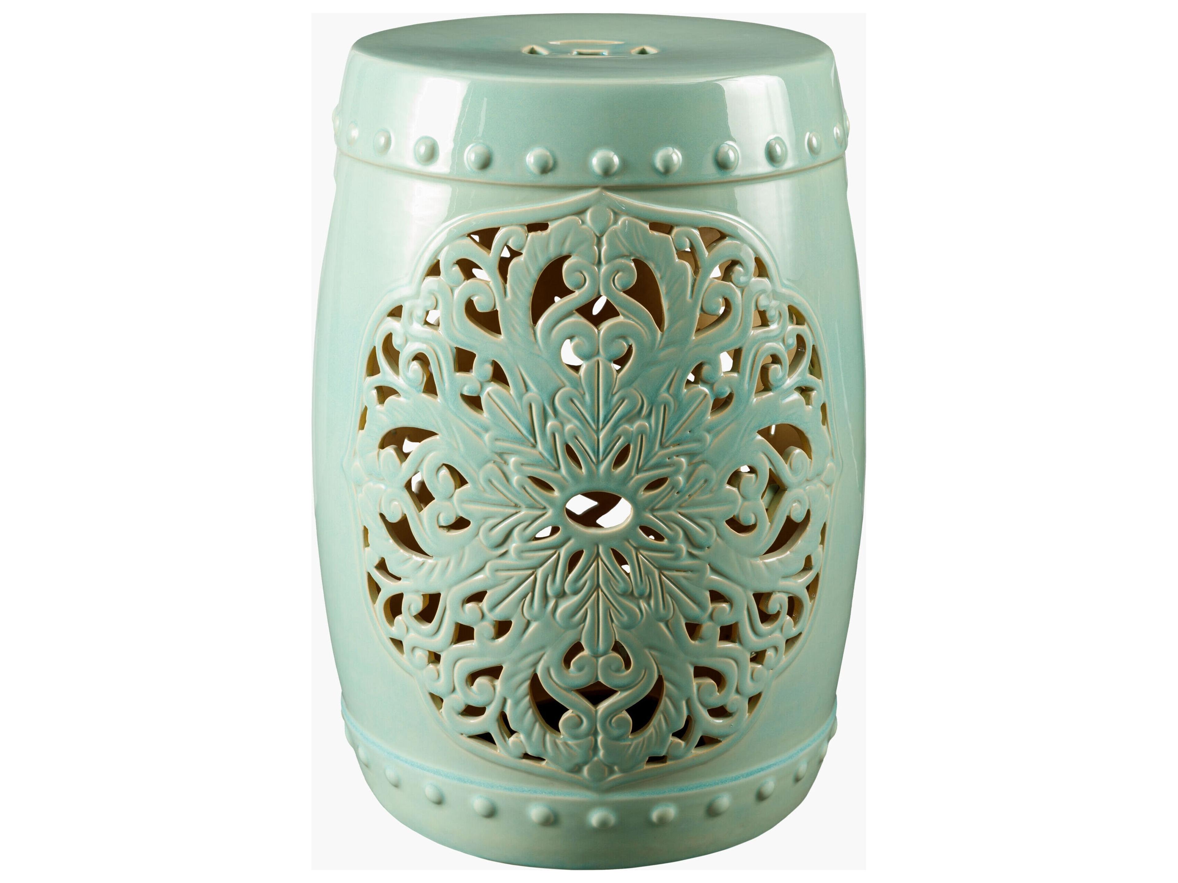 Livabliss by Surya Outdoor Nusrat Seafoam Ceramic Round End Table