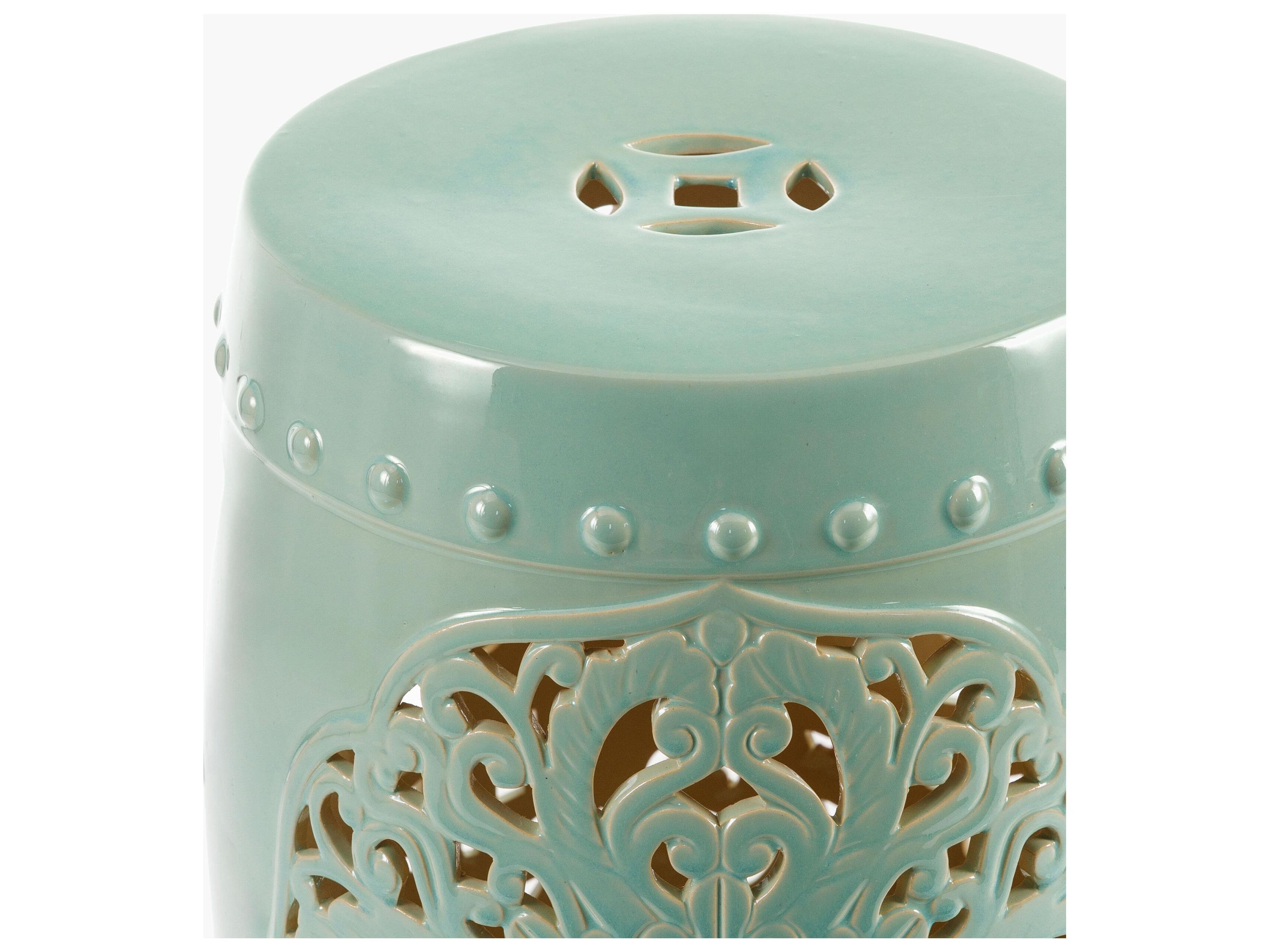 Livabliss by Surya Outdoor Nusrat Seafoam Ceramic Round End Table