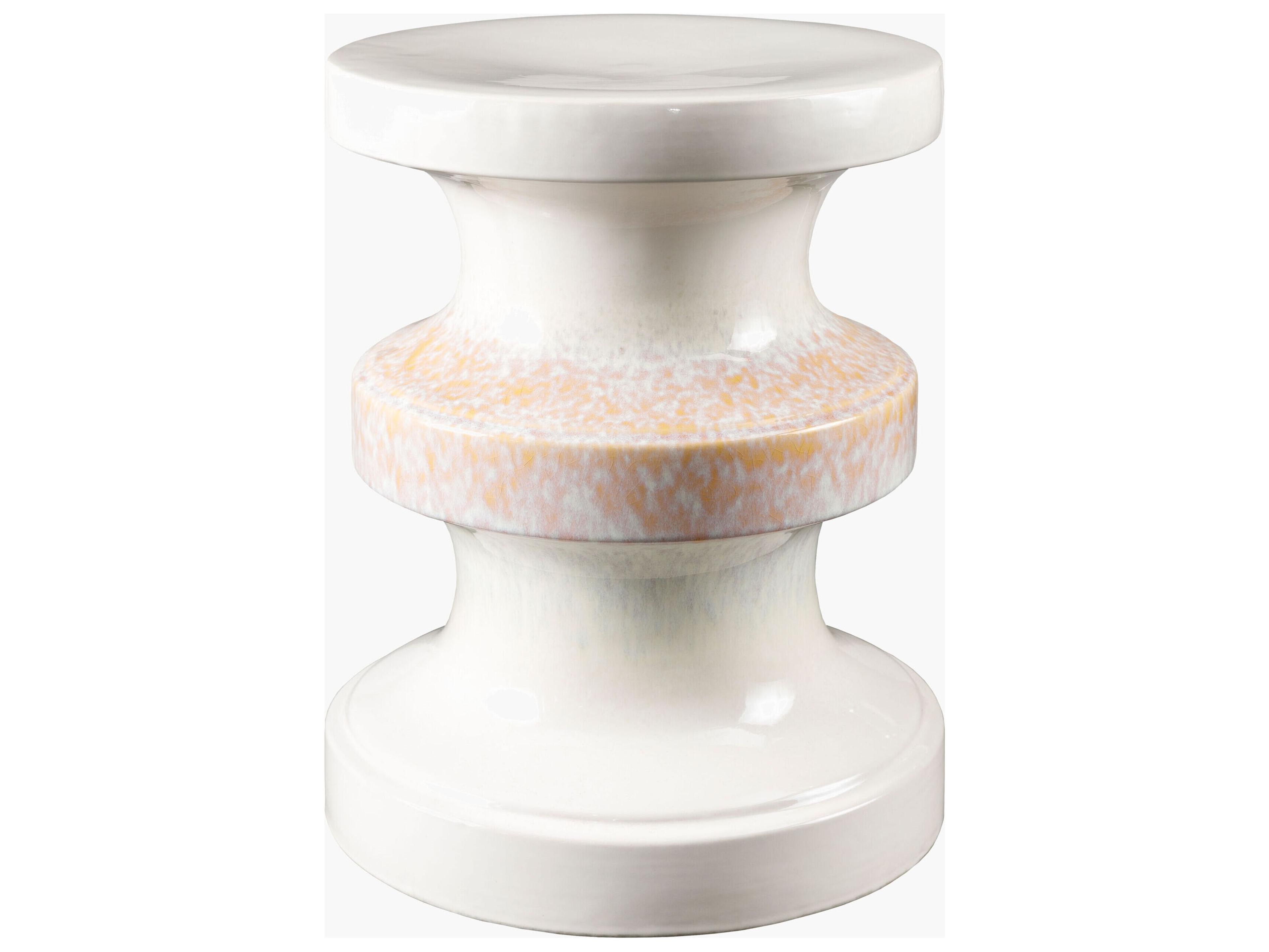 Osambela Coral Cream Ceramic Round End Table