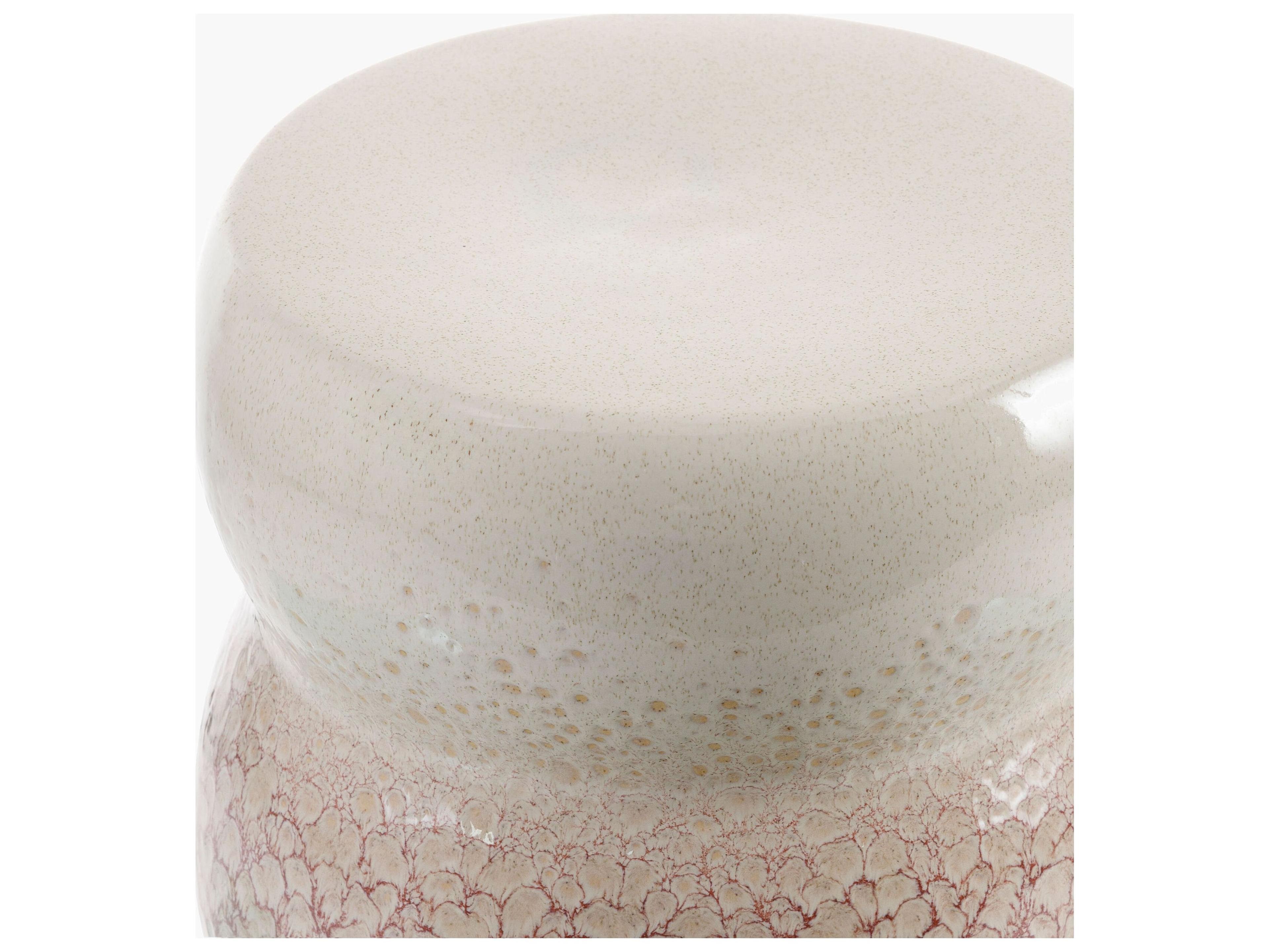 Livabliss by Surya Outdoor Osambela Coral Cream Ceramic Round End Table