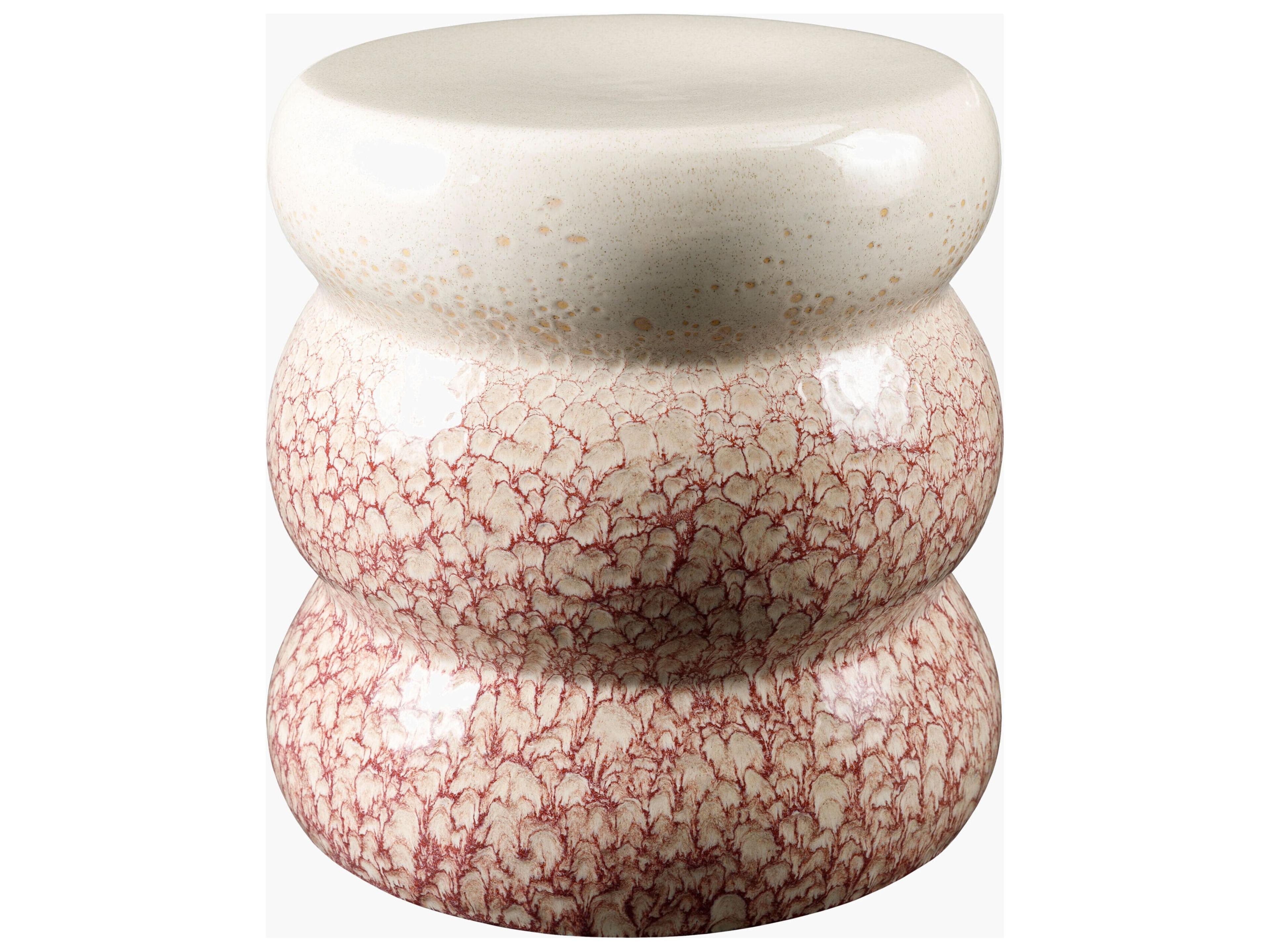 Osambela Coral Cream Ceramic Round End Table