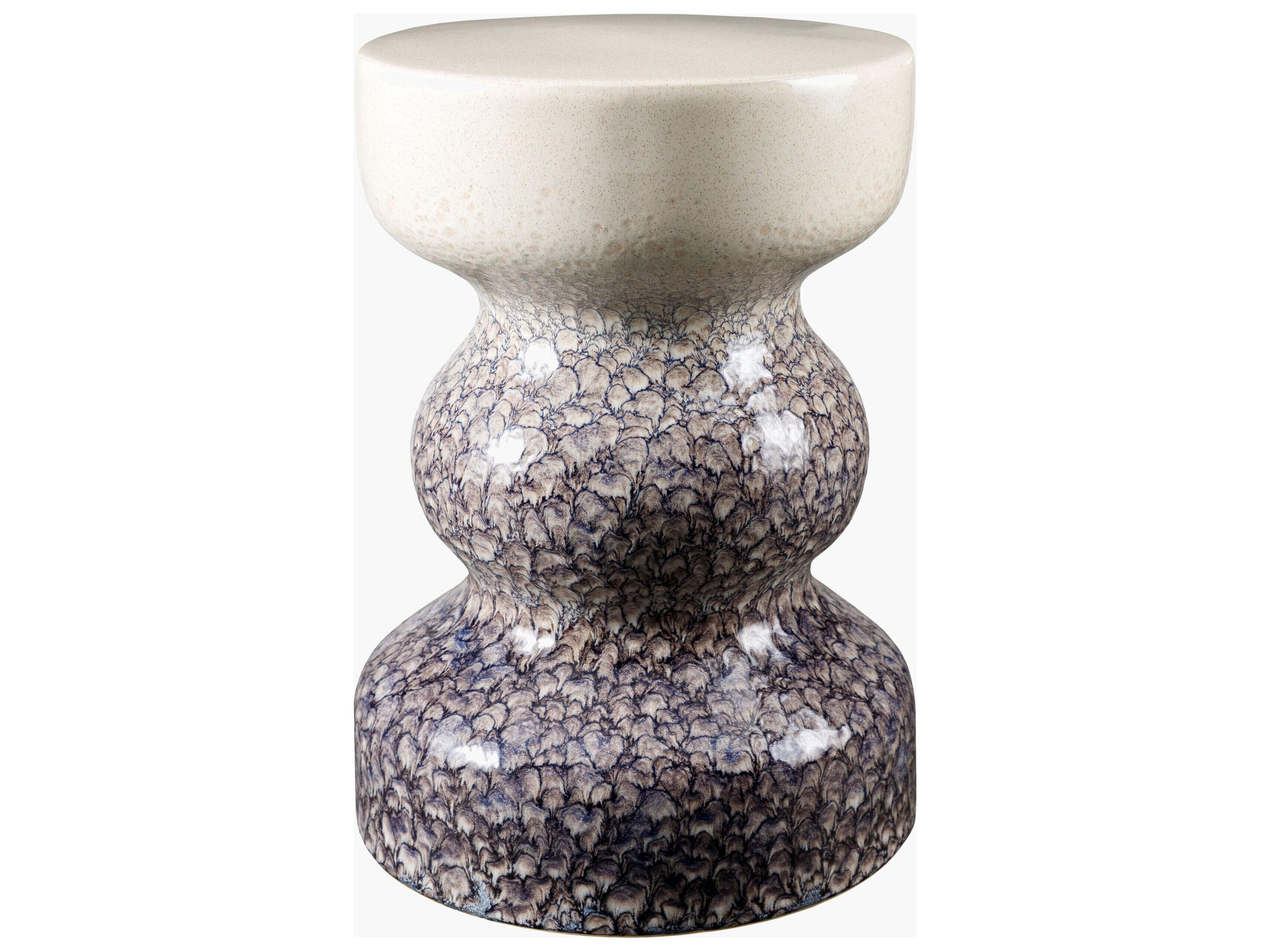 Osambela Blue Ceramic Round End Table