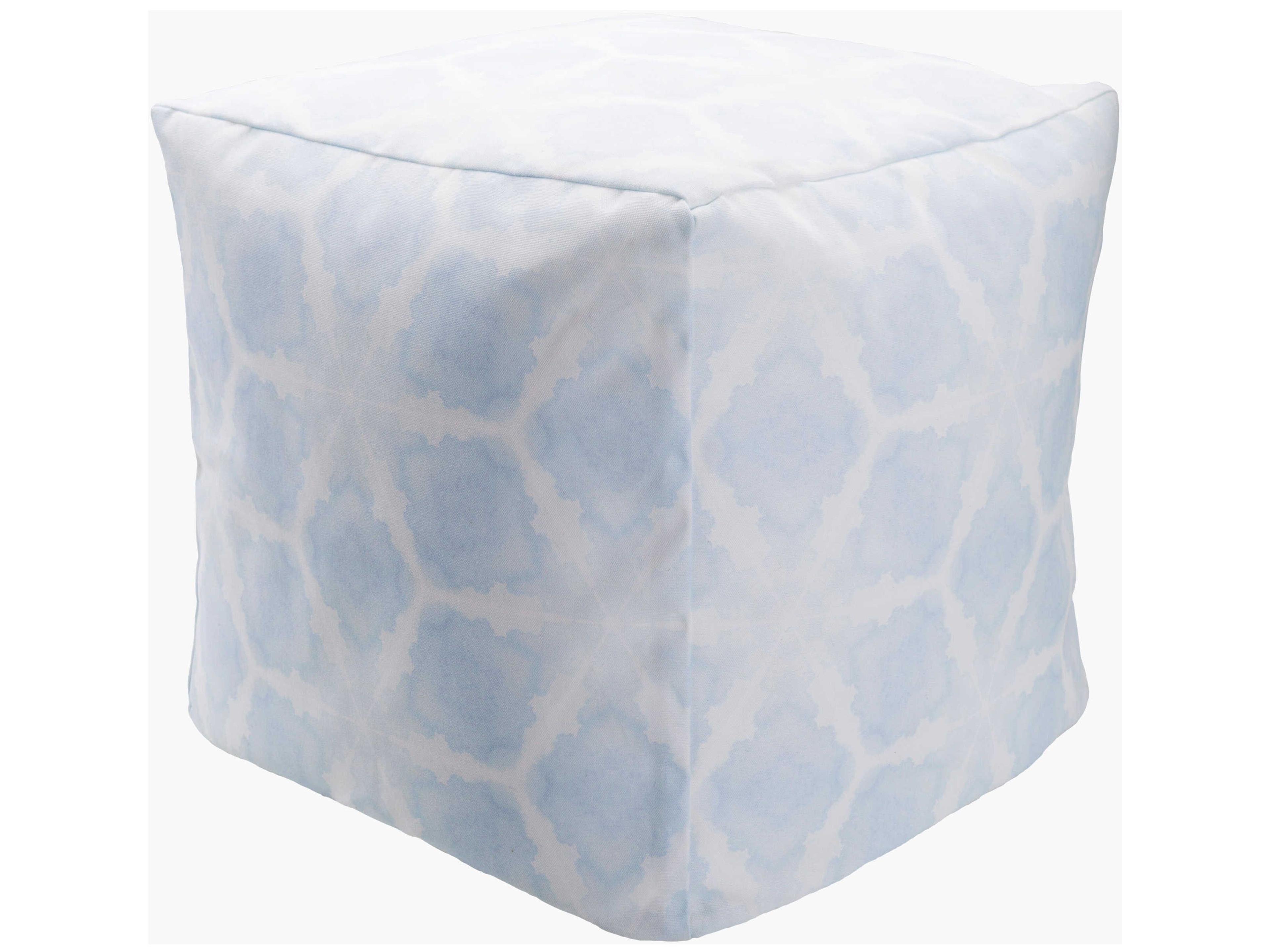 Agua Powder Blue Fabric Cushion Pouf