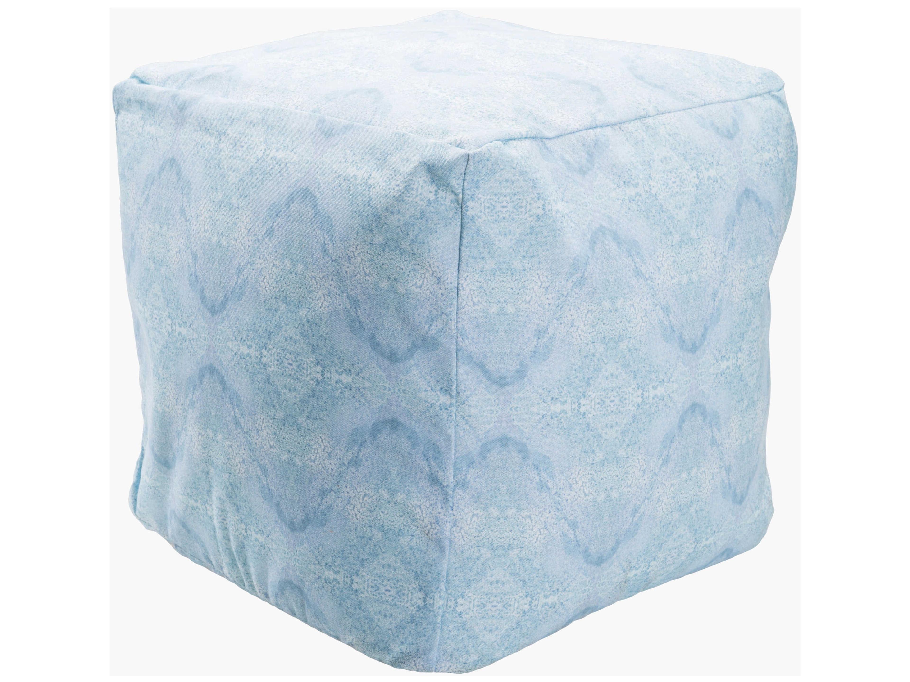 Agua Sky Blue Fabric Cushion Pouf