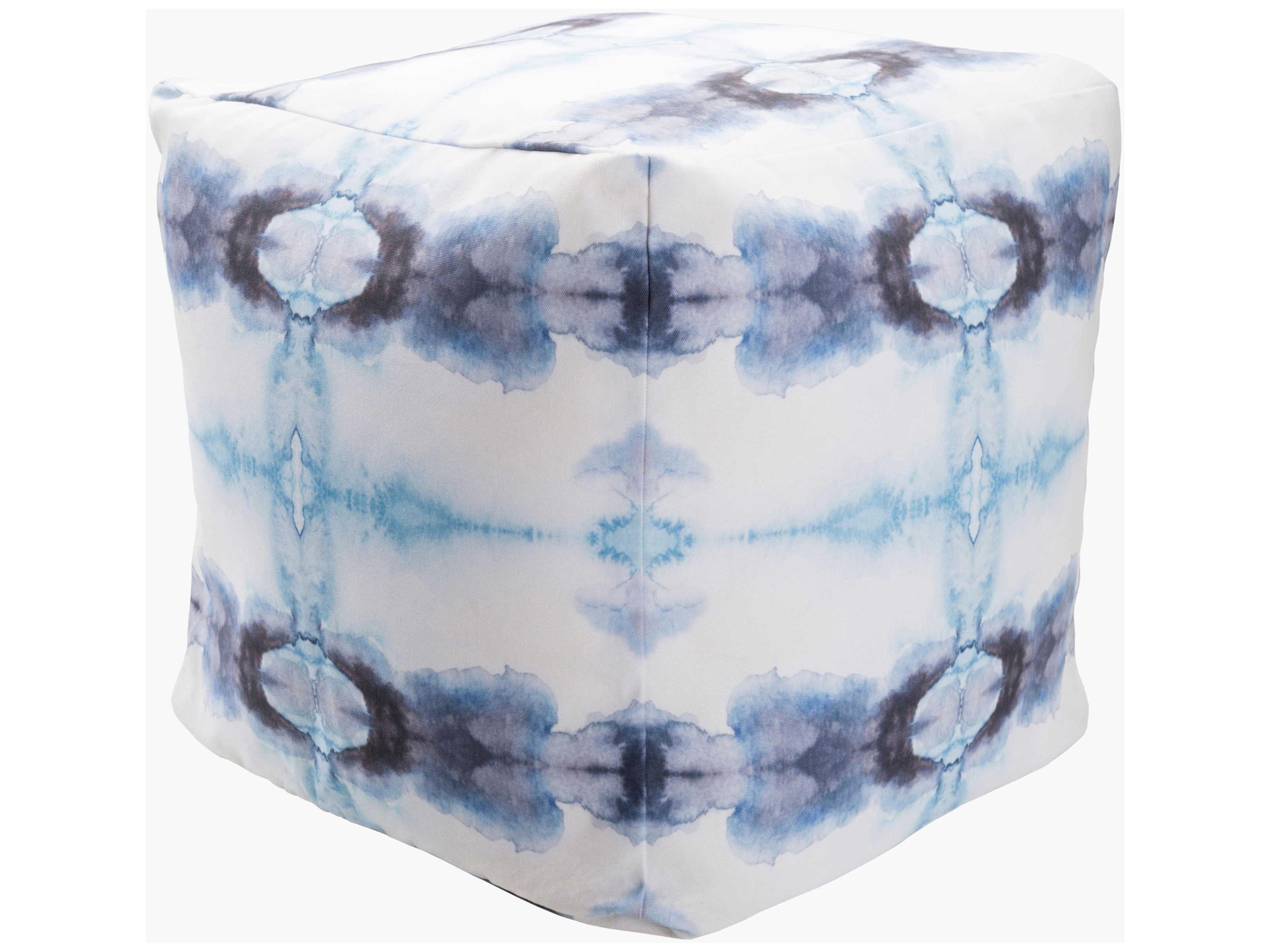 Agua Indigo Fabric Cushion Pouf