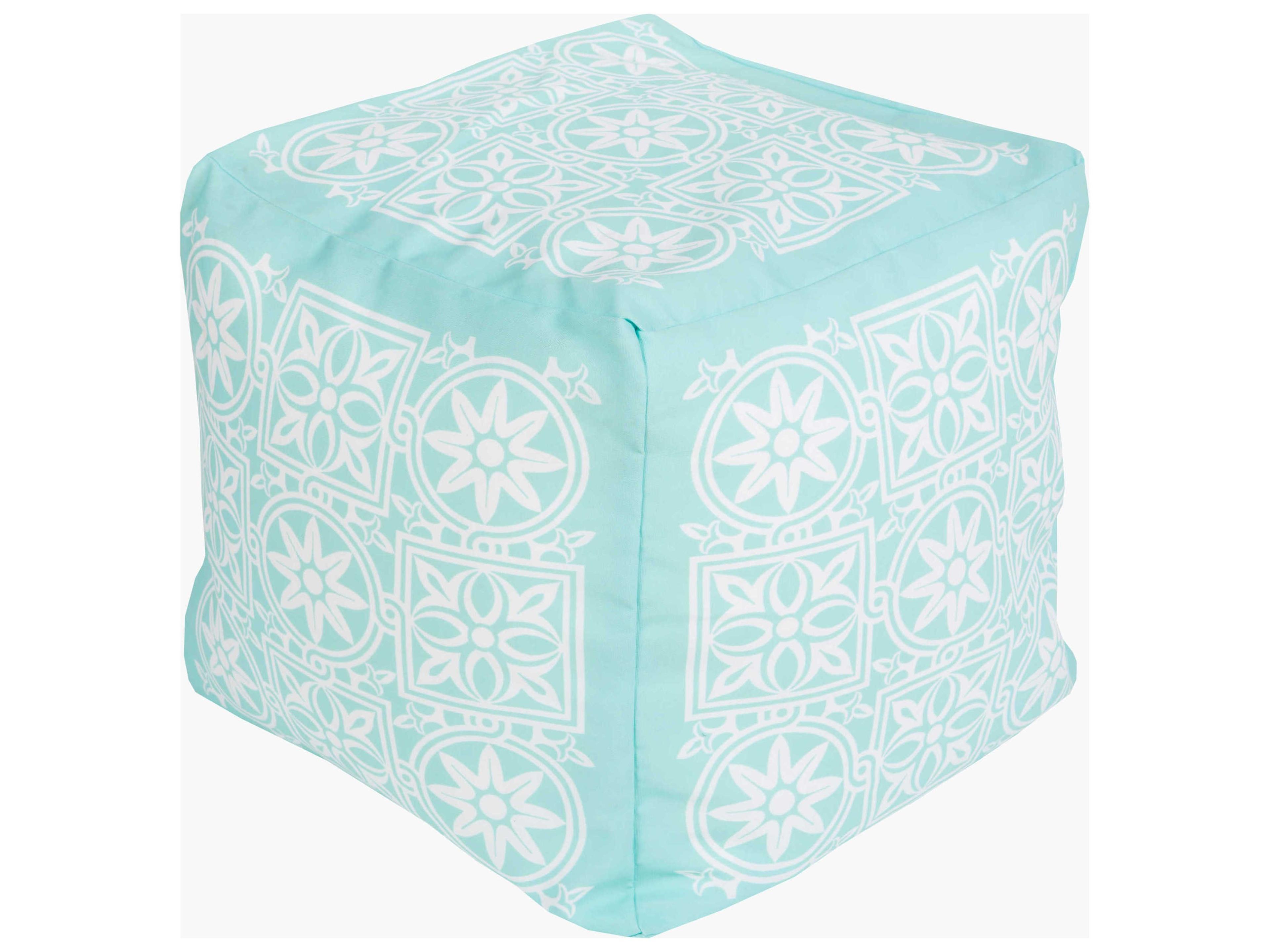 Rain Aqua Fabric Cushion Pouf