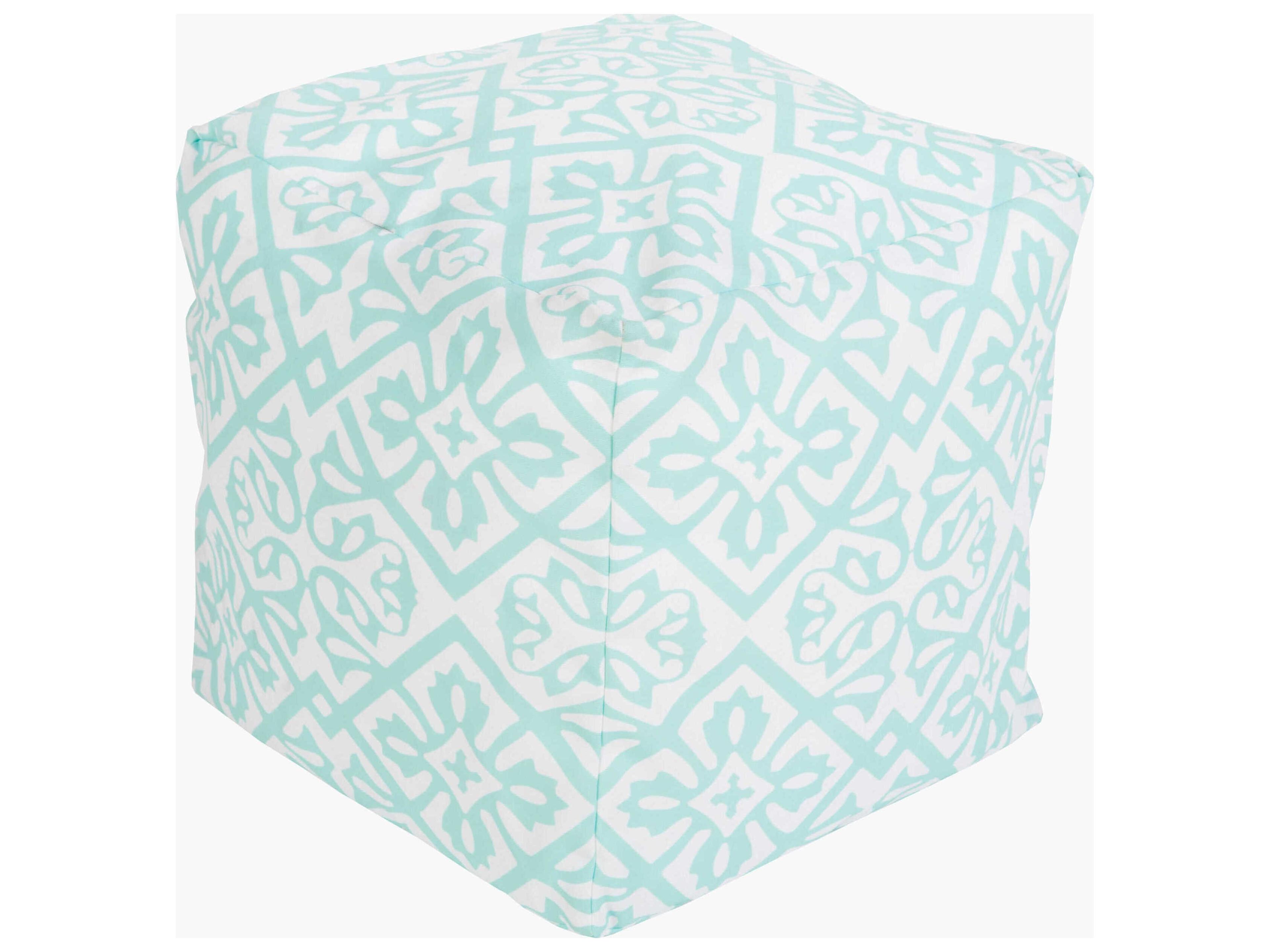 Rain Aqua Fabric Cushion Pouf