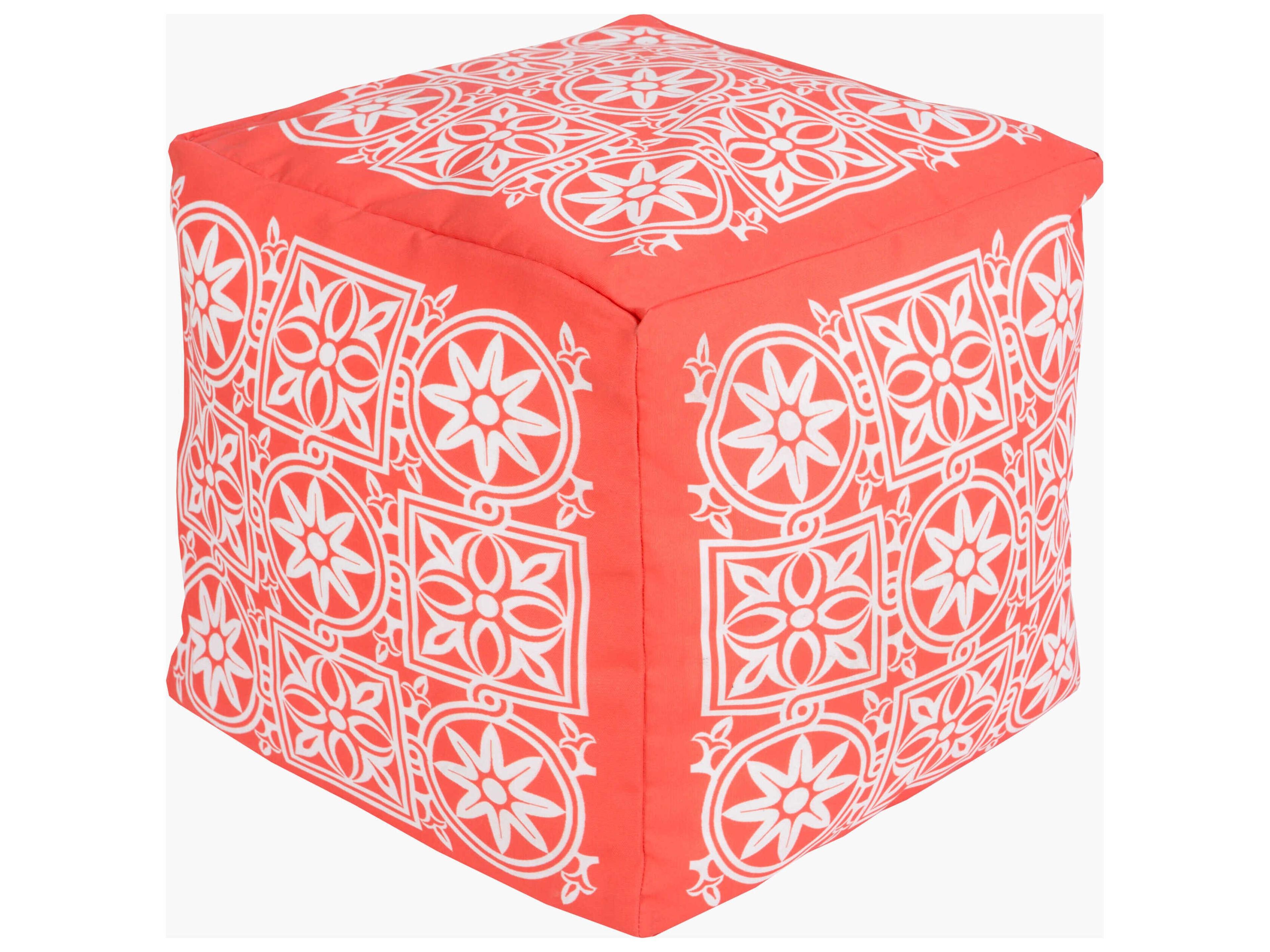 Rain Dusty Coral Fabric Cushion Pouf