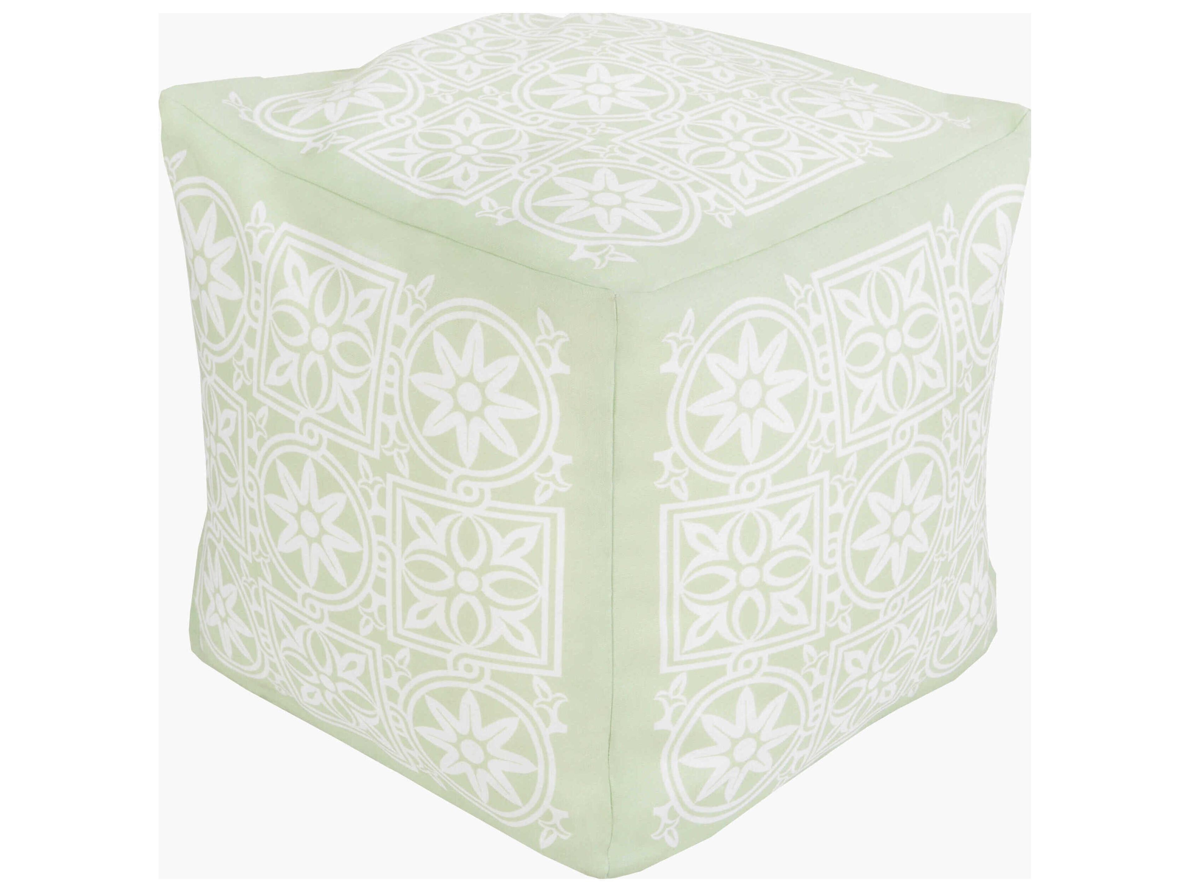 Rain Seafoam Fabric Cushion Pouf