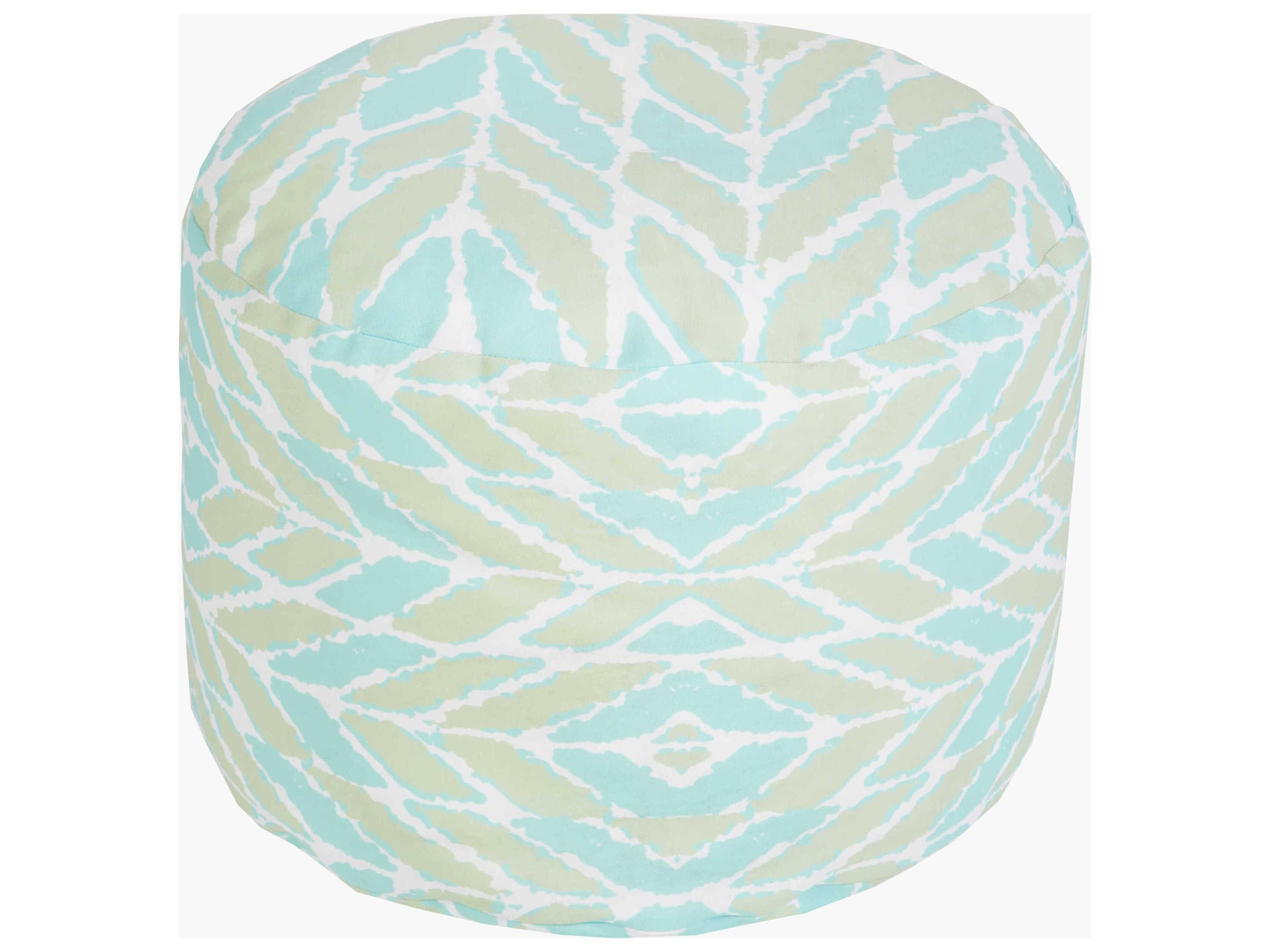 Rain Aqua Fabric Cushion Pouf