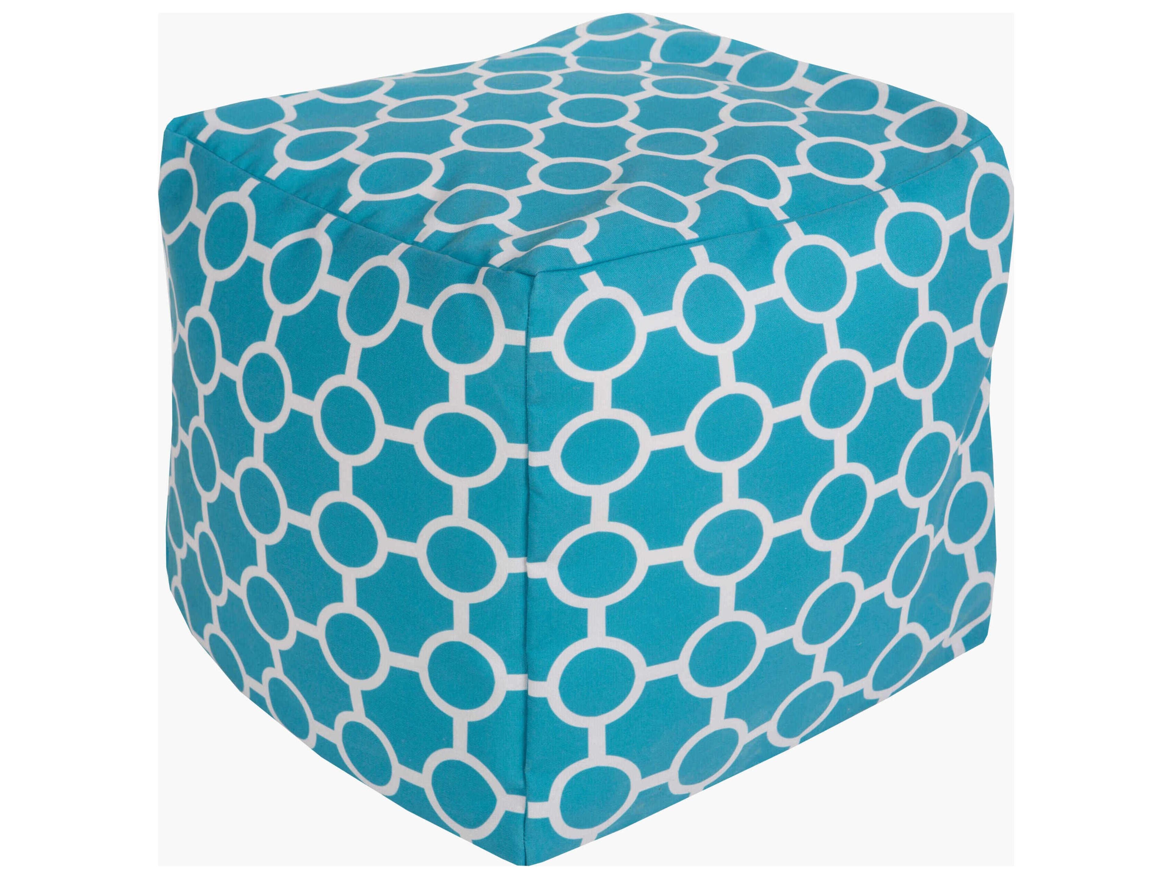 Rain Aqua Fabric Cushion Pouf