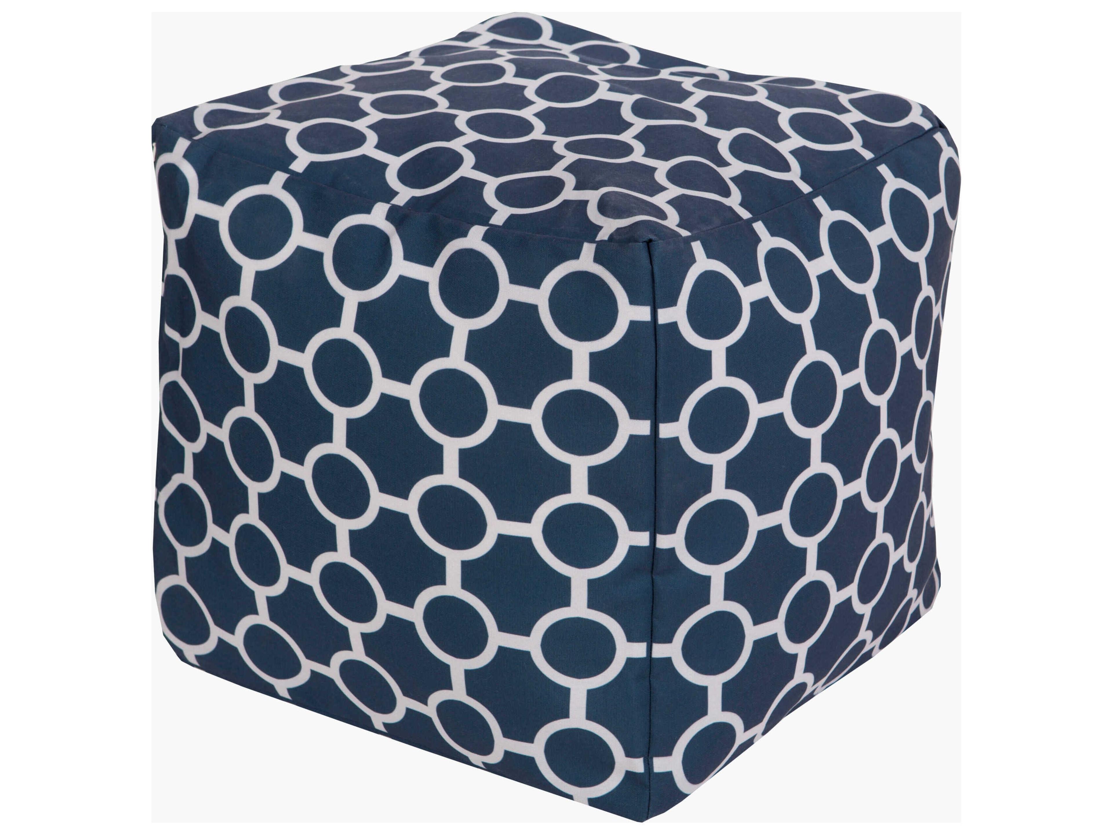 Rain Dark Blue Fabric Cushion Pouf