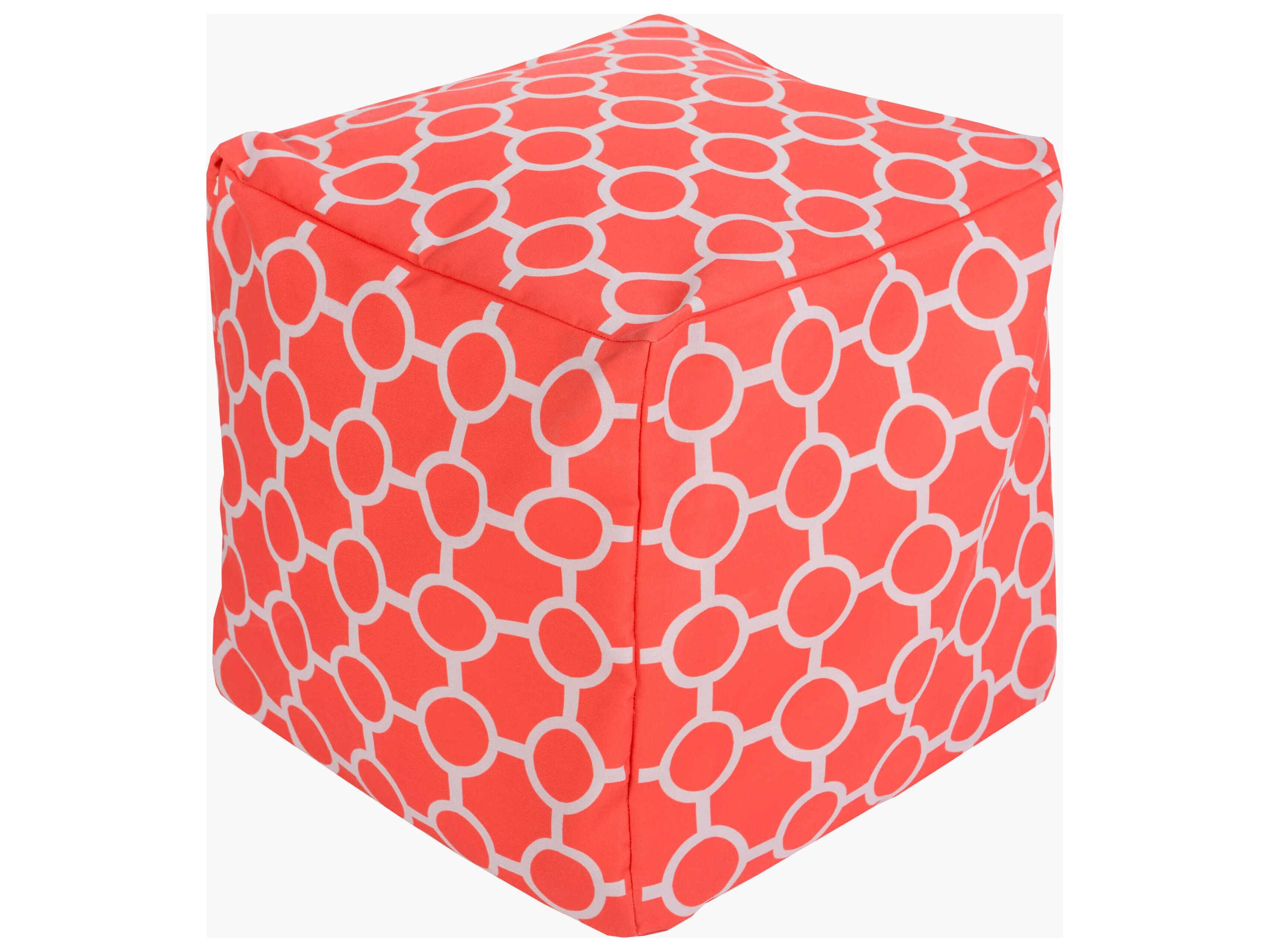 Rain Coral Fabric Cushion Pouf