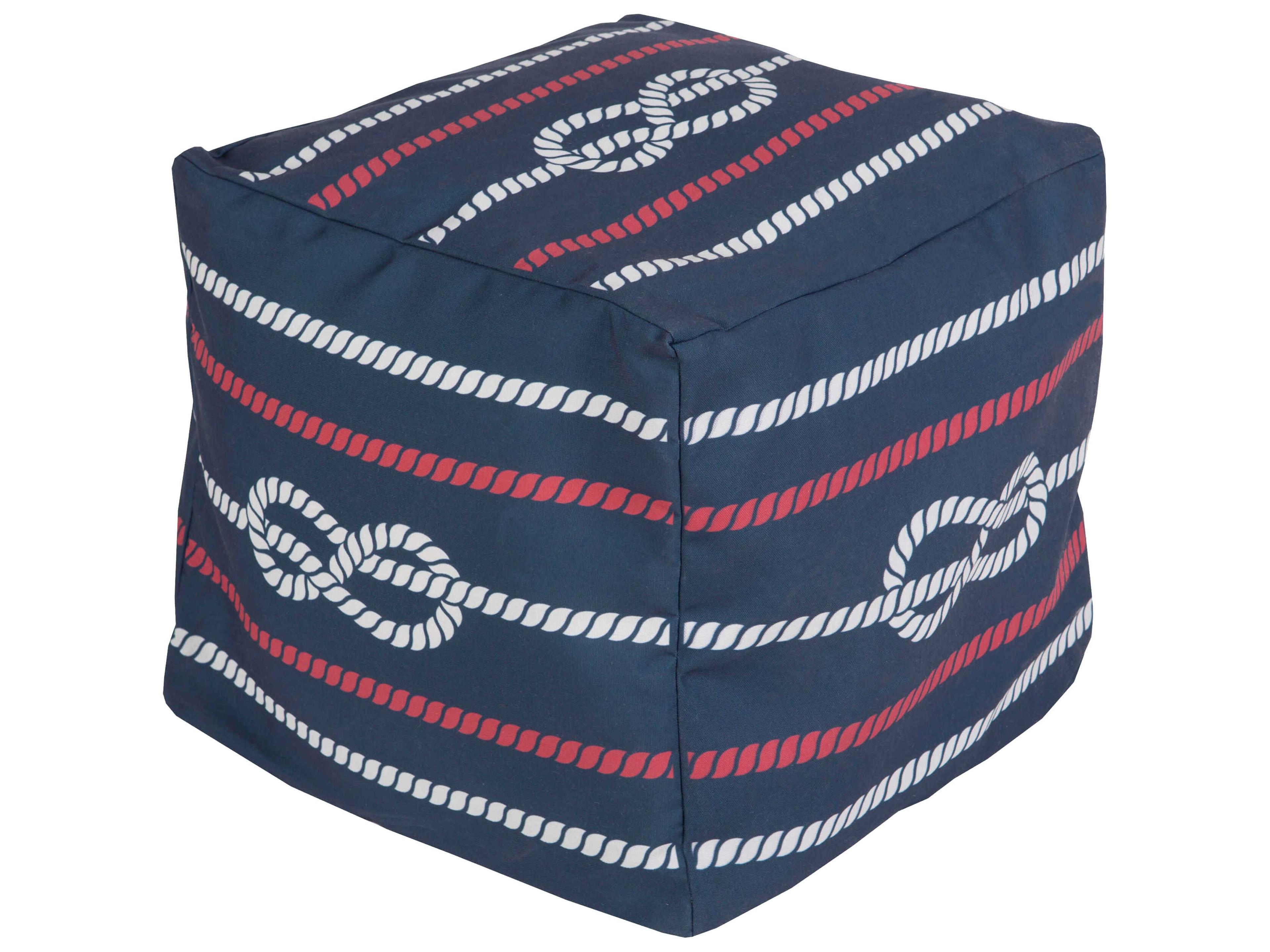 Rain Navy Fabric Cushion Pouf