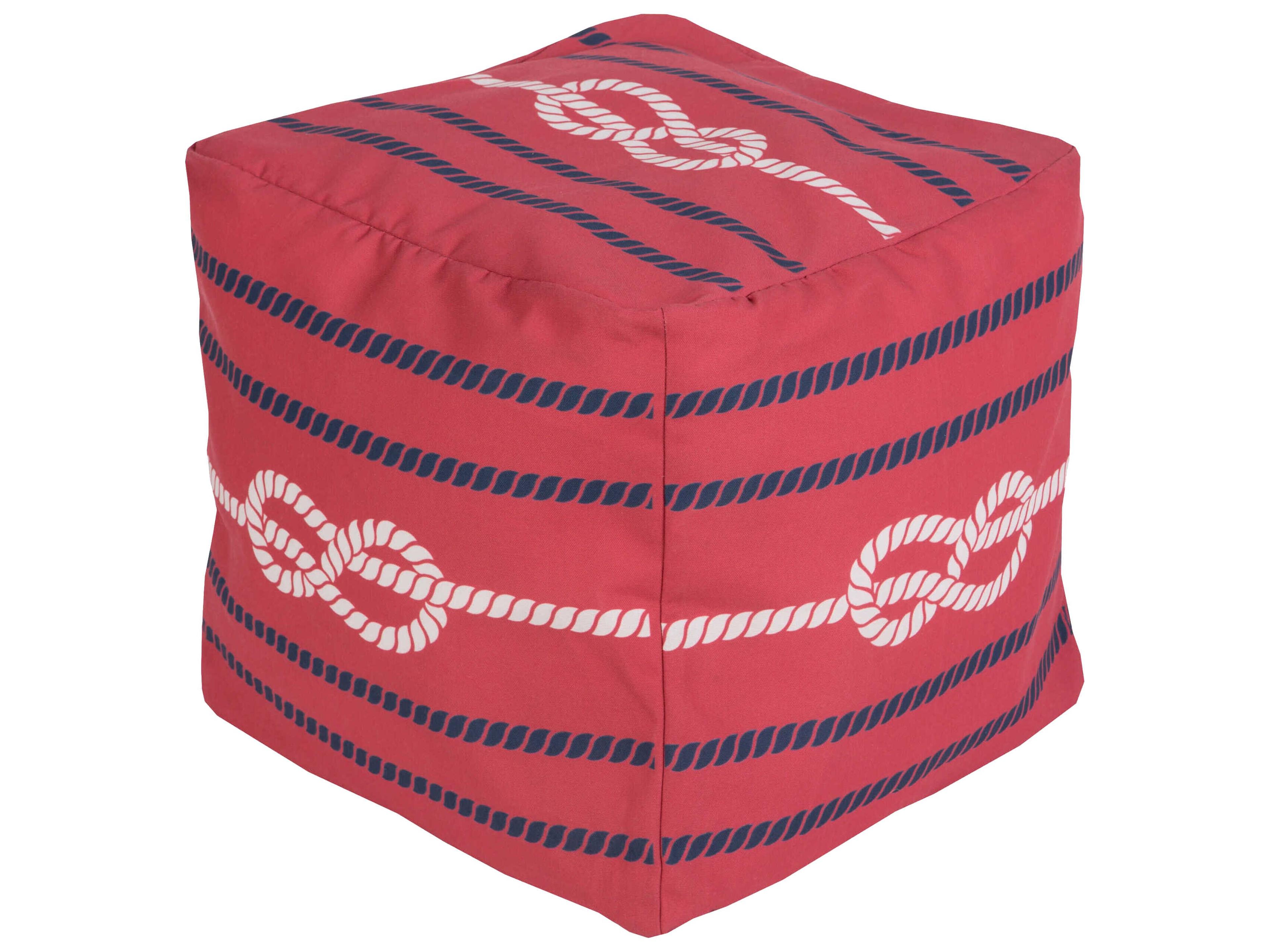 Rain Red Fabric Cushion Pouf