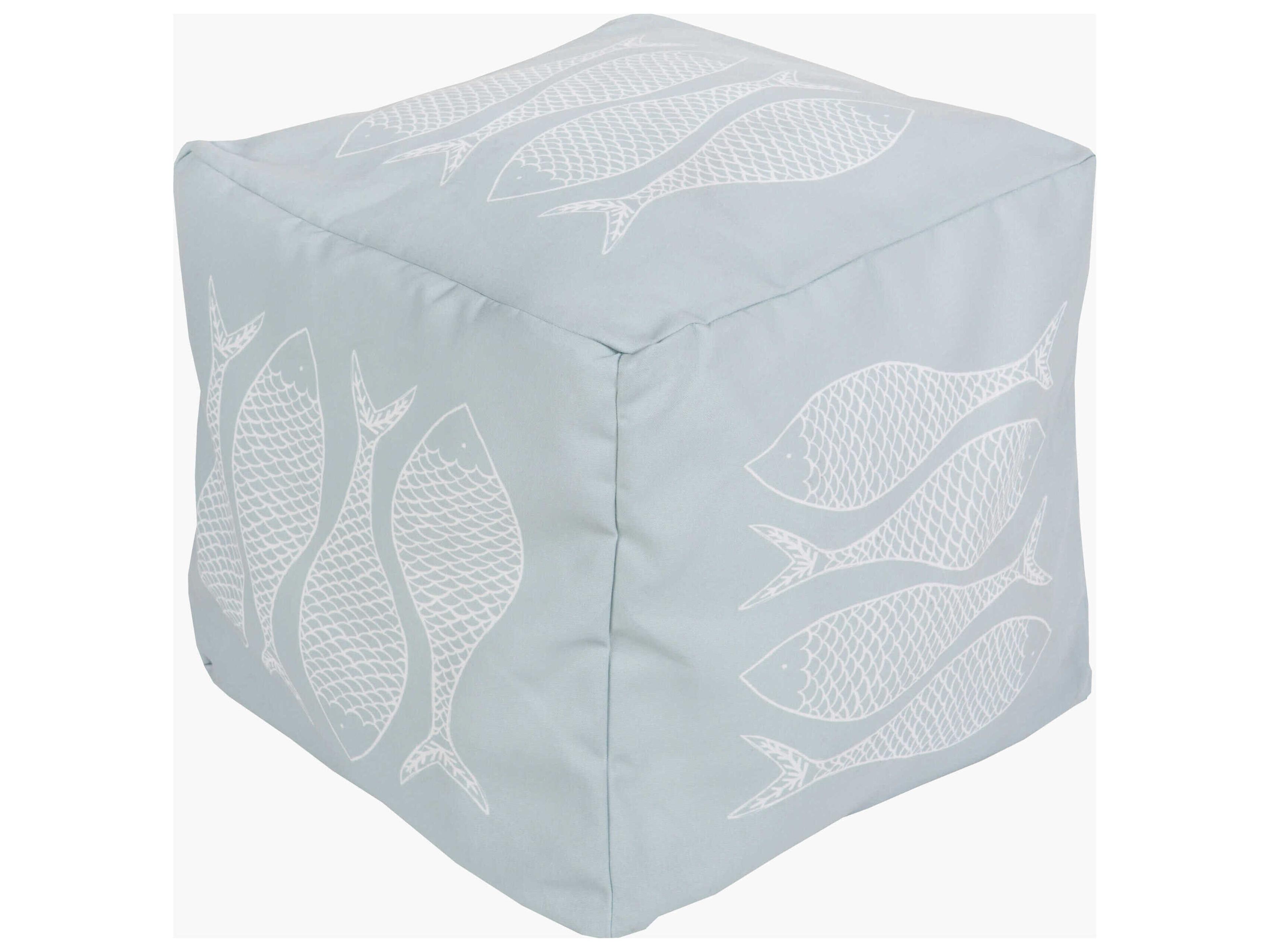 Rain Pale Blue Fabric Cushion Pouf