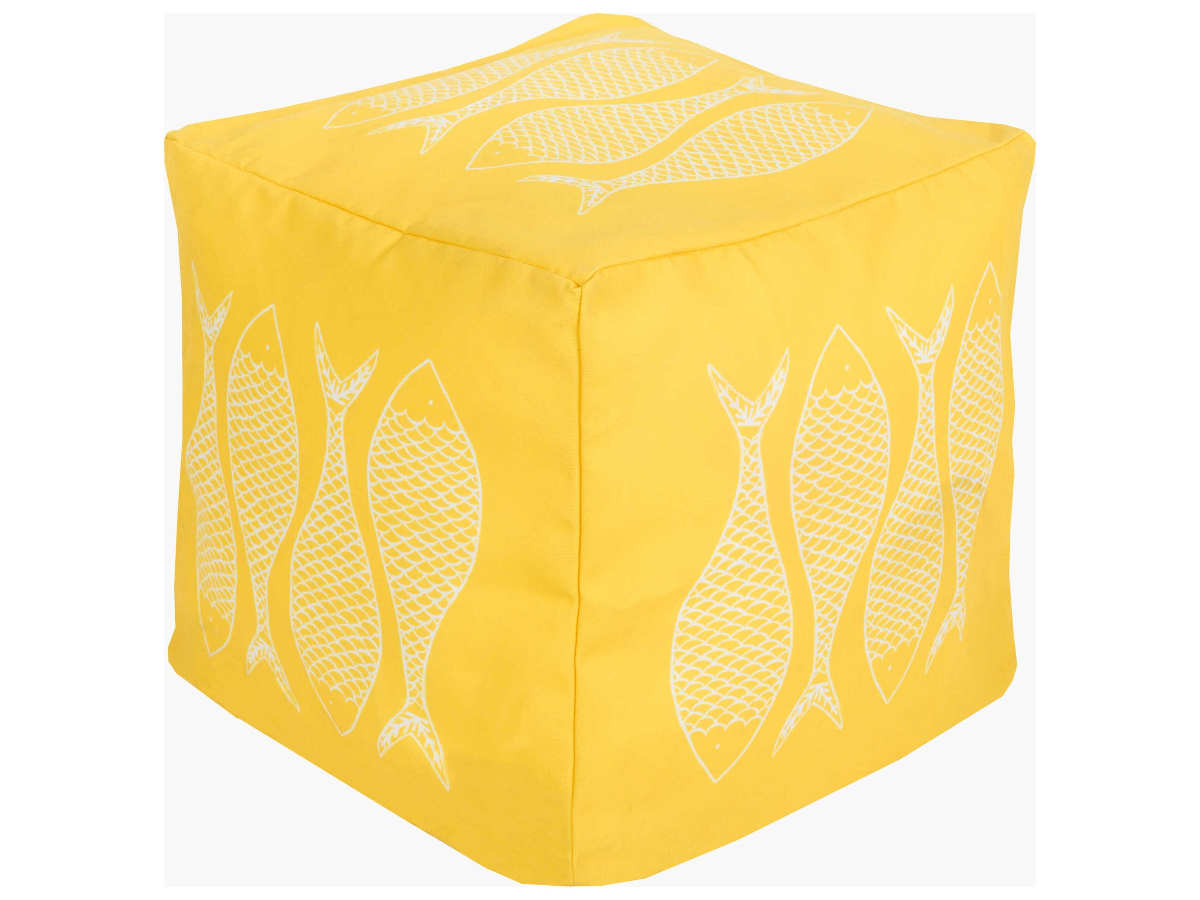 Rain Yellow Fabric Cushion Pouf