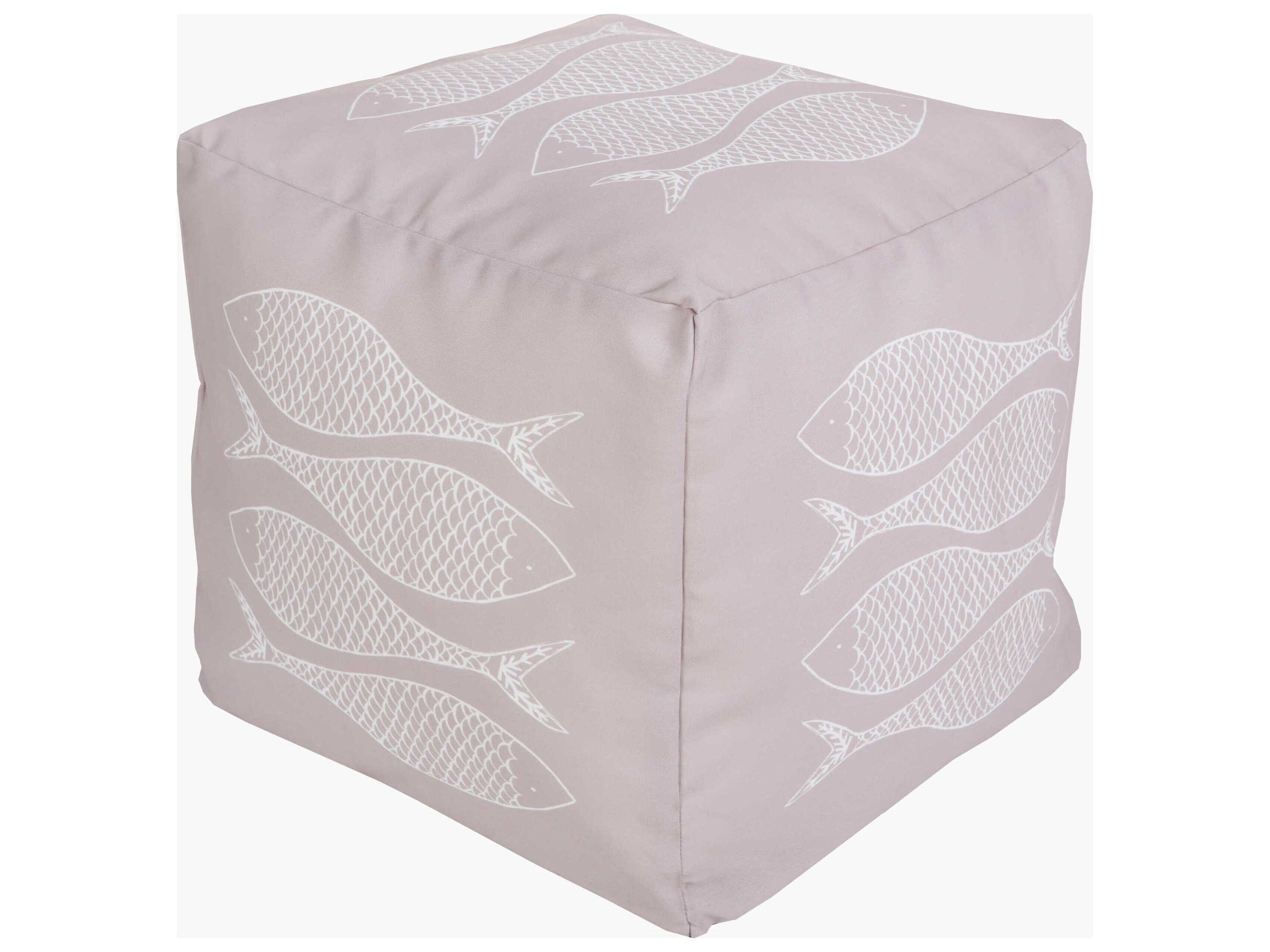 Rain Taupe Fabric Cushion Pouf