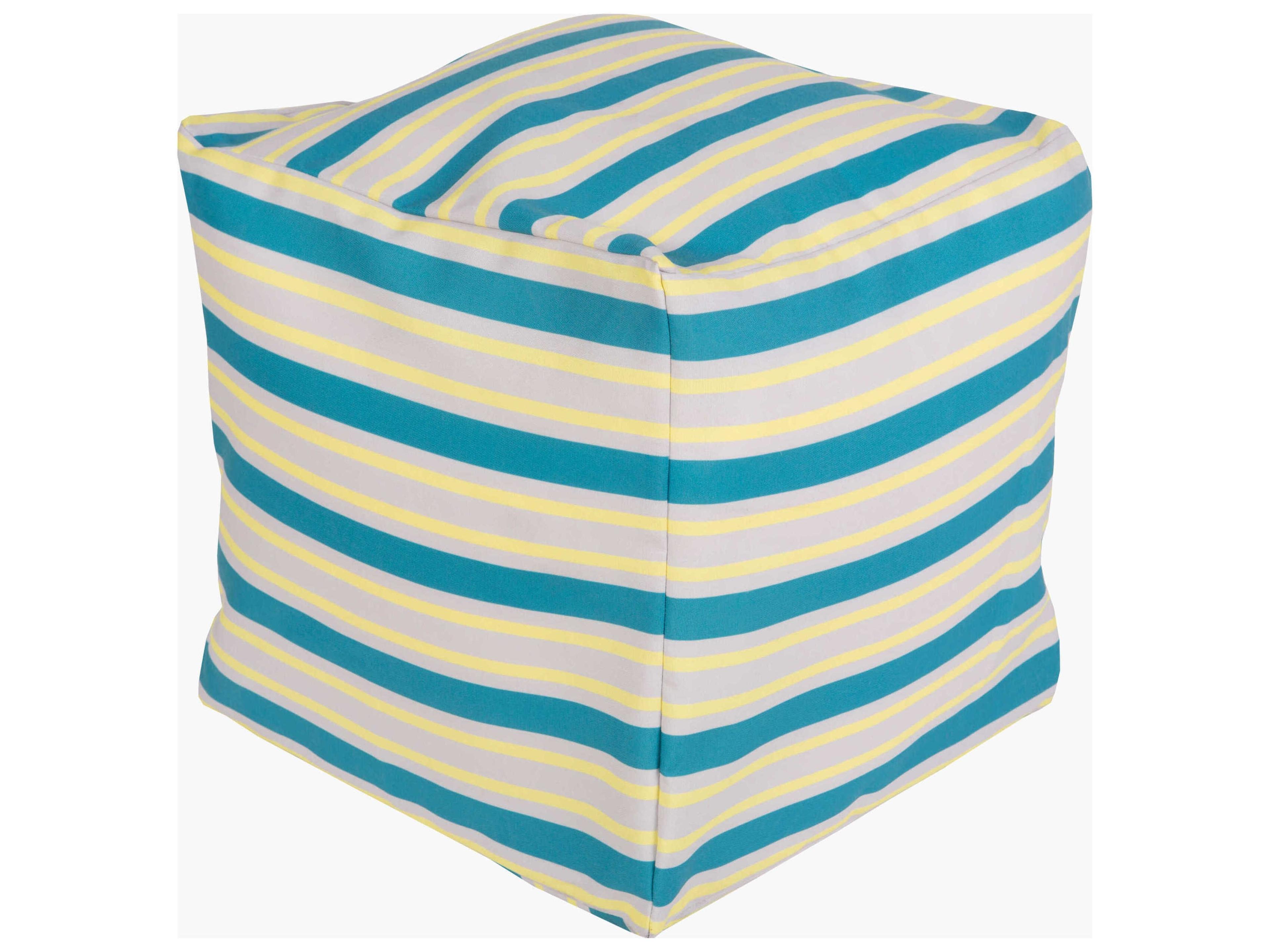 Rain Aqua Fabric Cushion Pouf