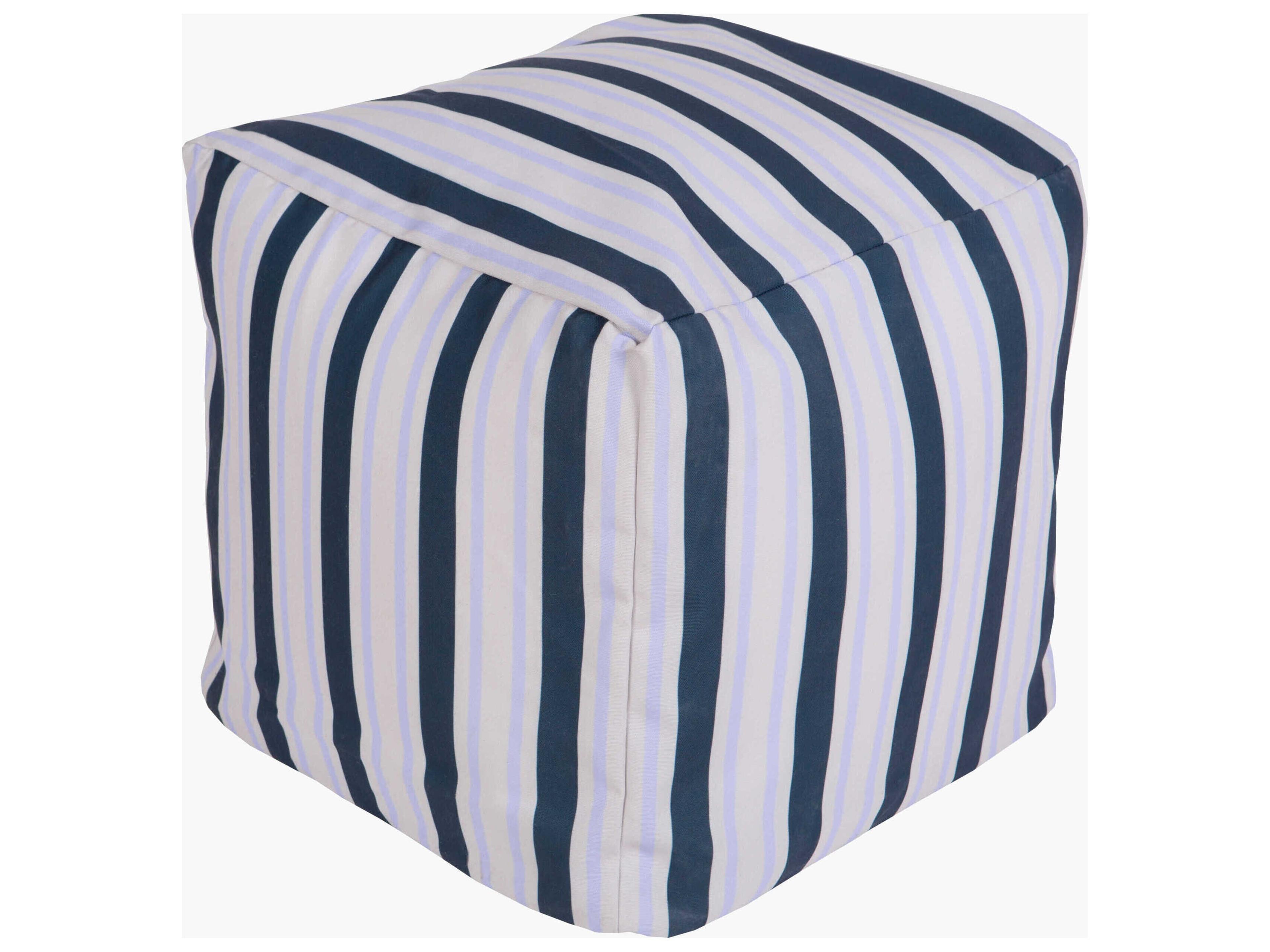 Rain Dark Blue Fabric Cushion Pouf