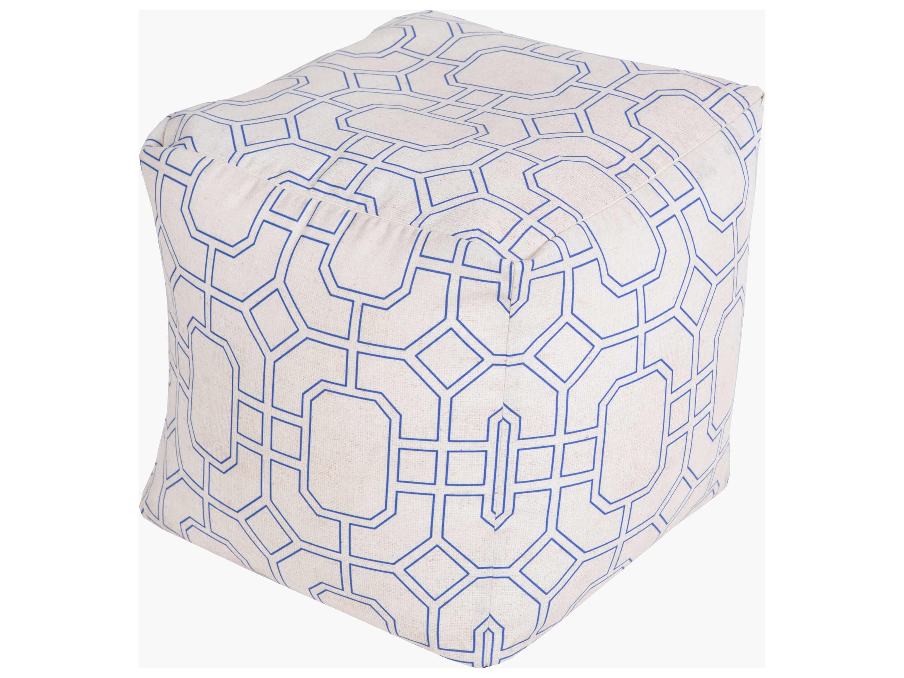 Rain Dark Blue Fabric Cushion Pouf