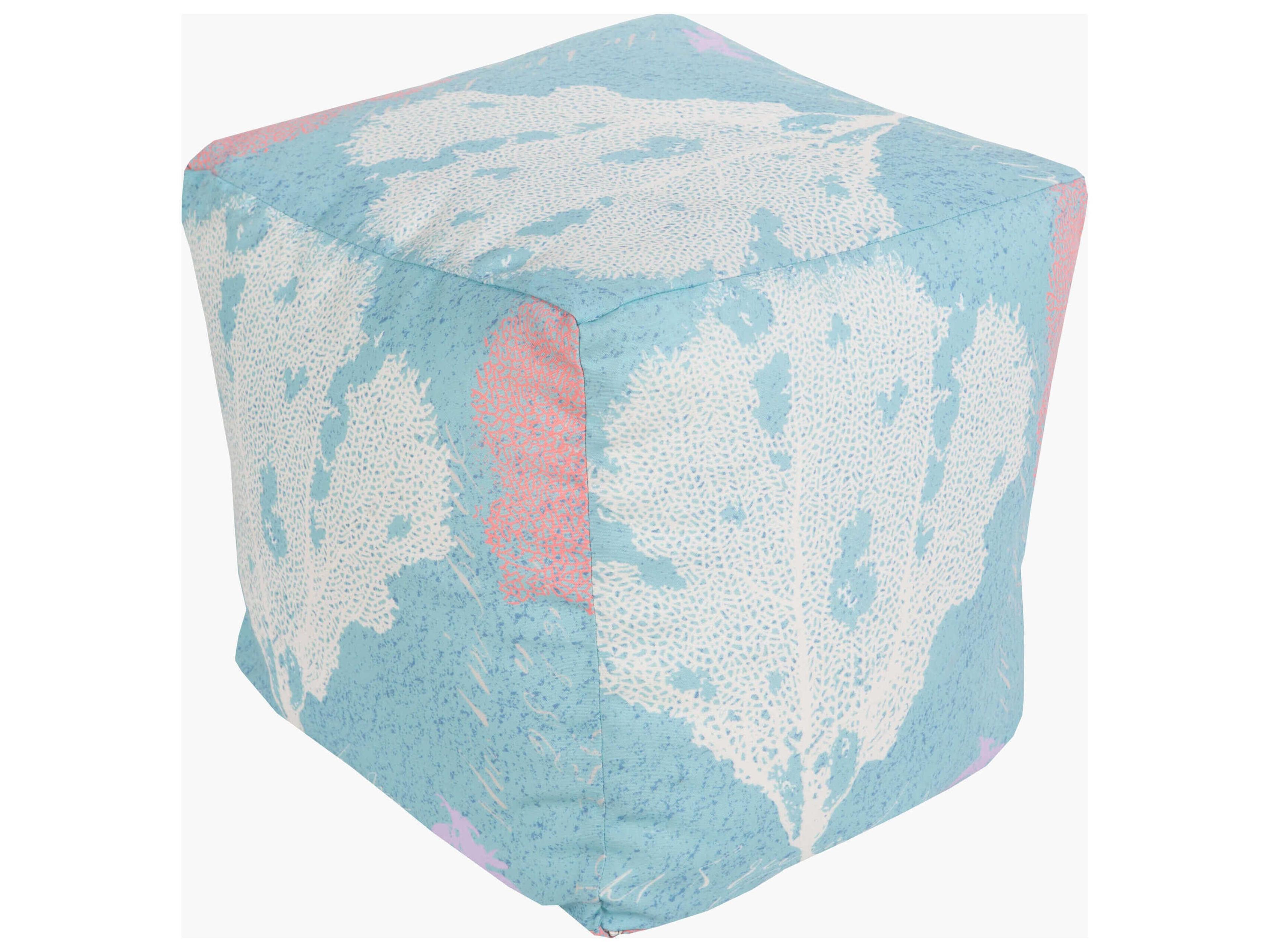 Rain Aqua Fabric Cushion Pouf