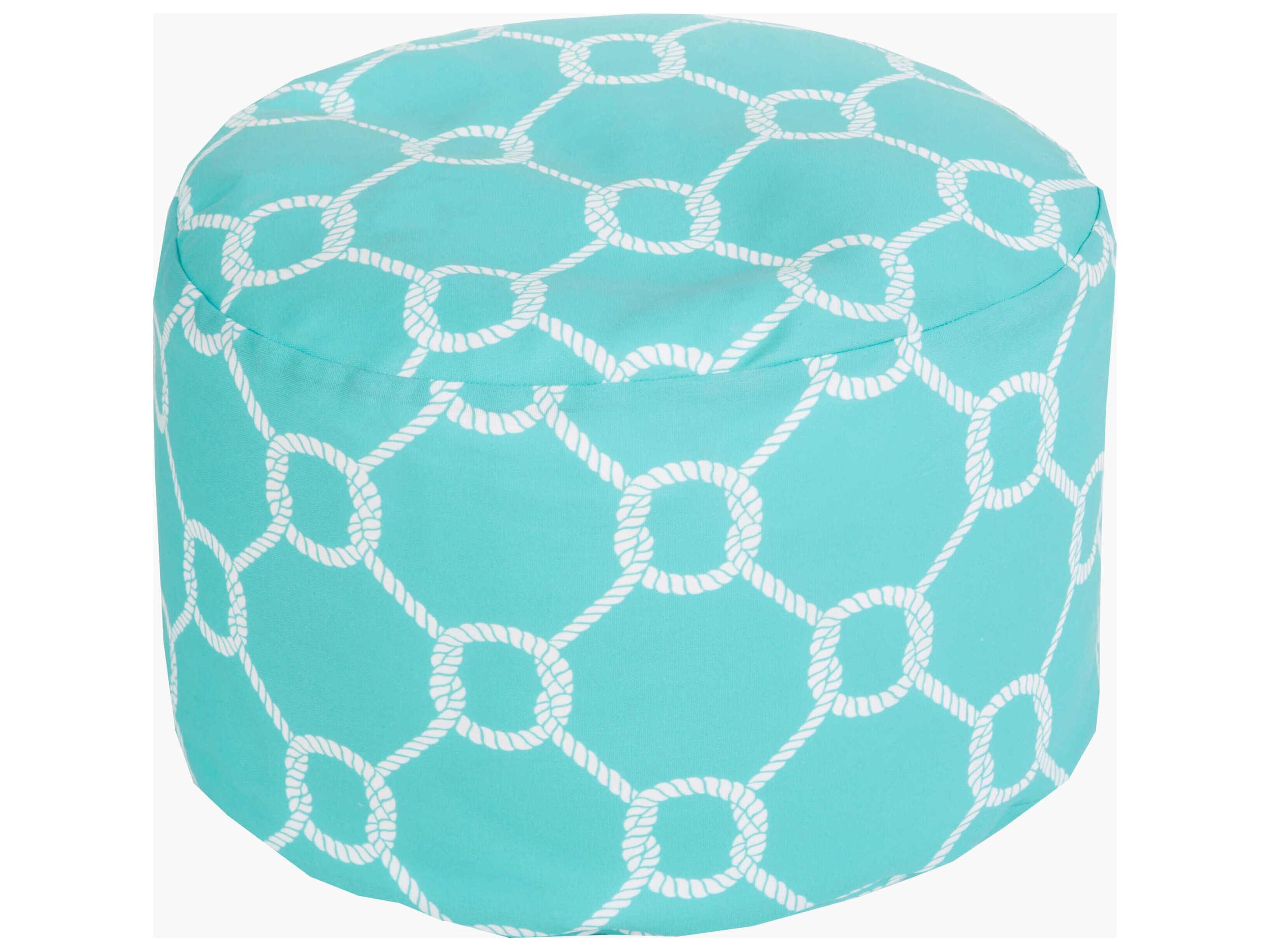 Rain Aqua Fabric Cushion Pouf