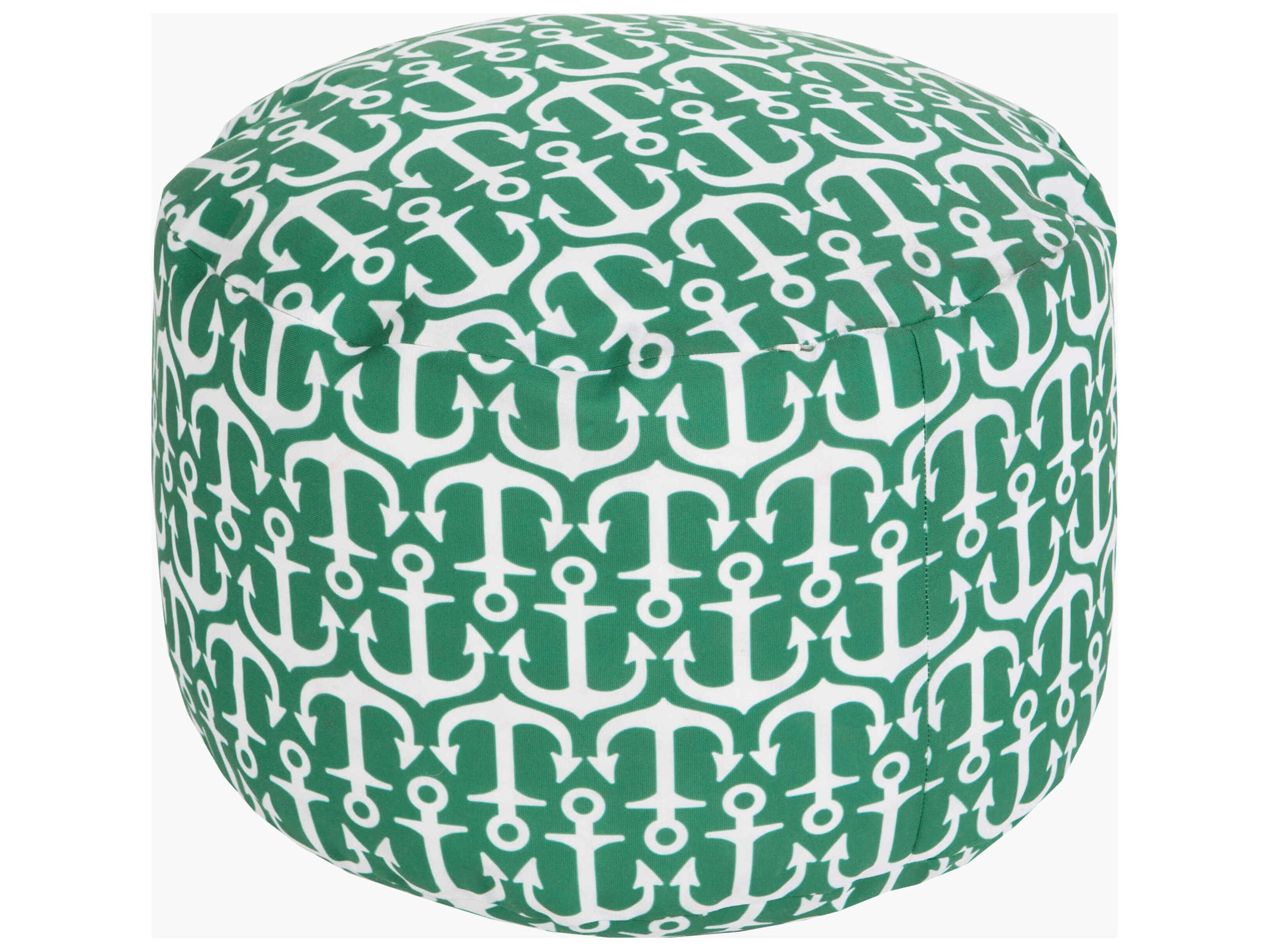 Rain Emerald Fabric Cushion Pouf