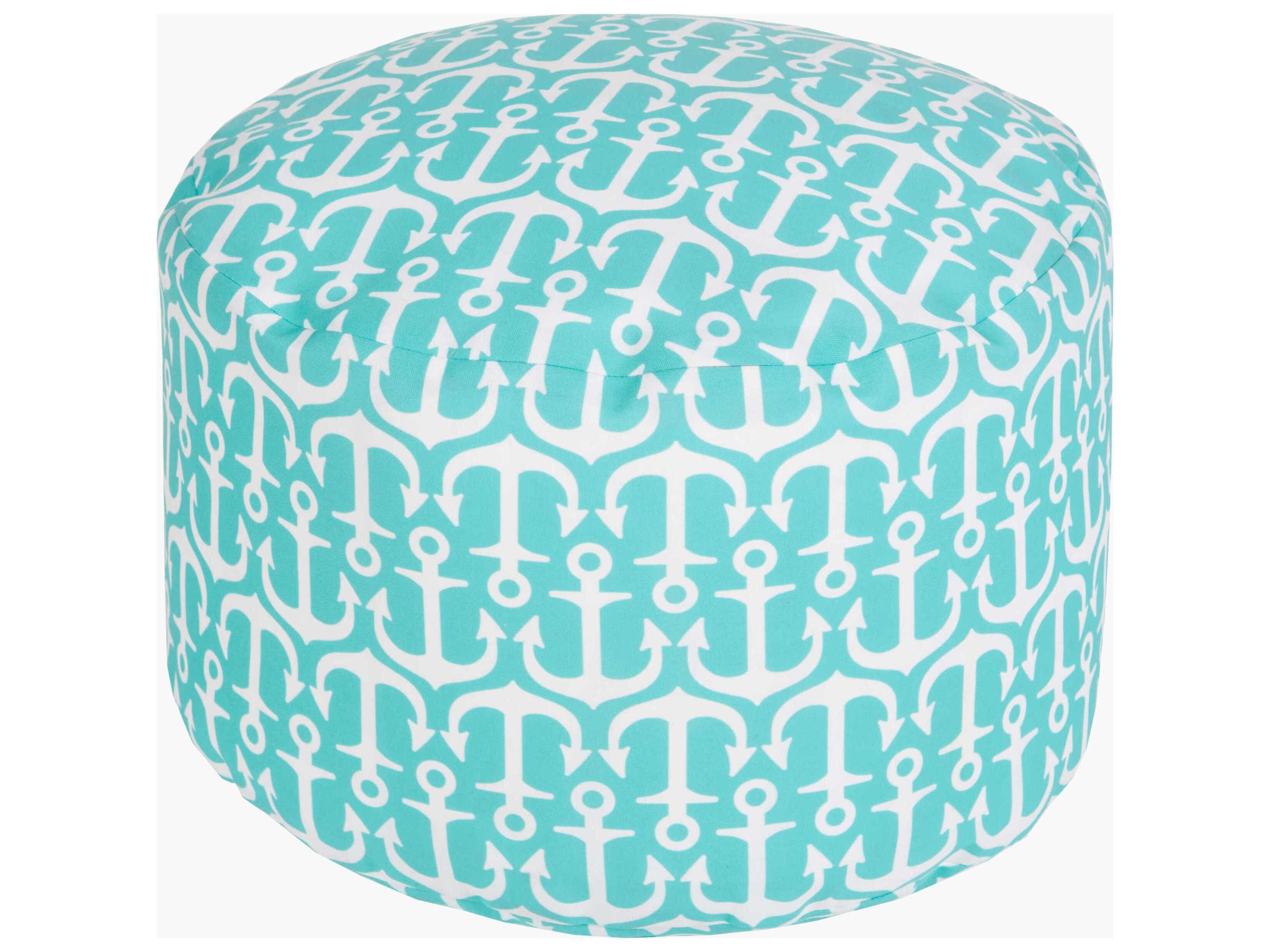 Livabliss by Surya Outdoor Rain Aqua Fabric Cushion Pouf