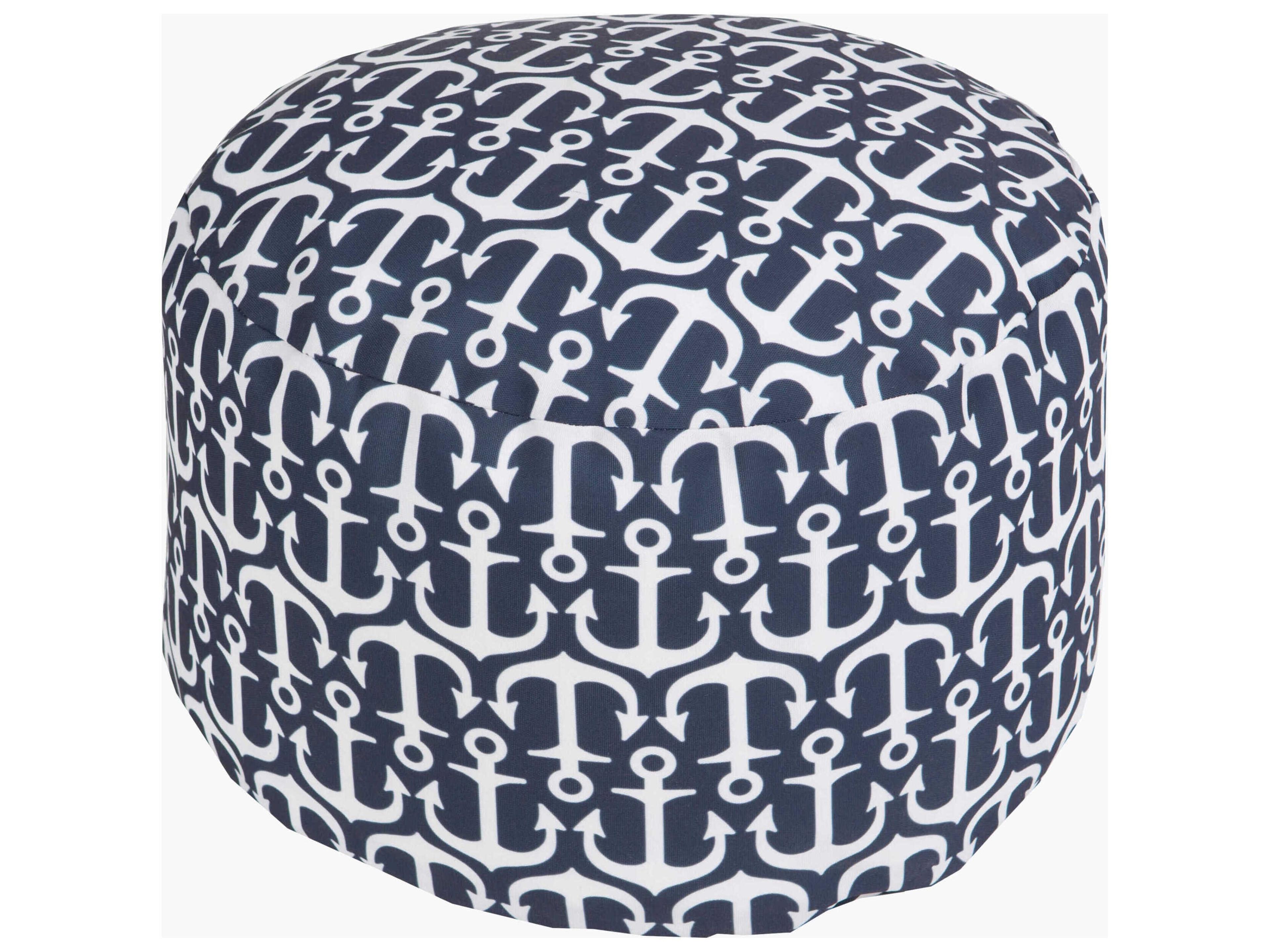 Rain Ink Blue Fabric Cushion Pouf