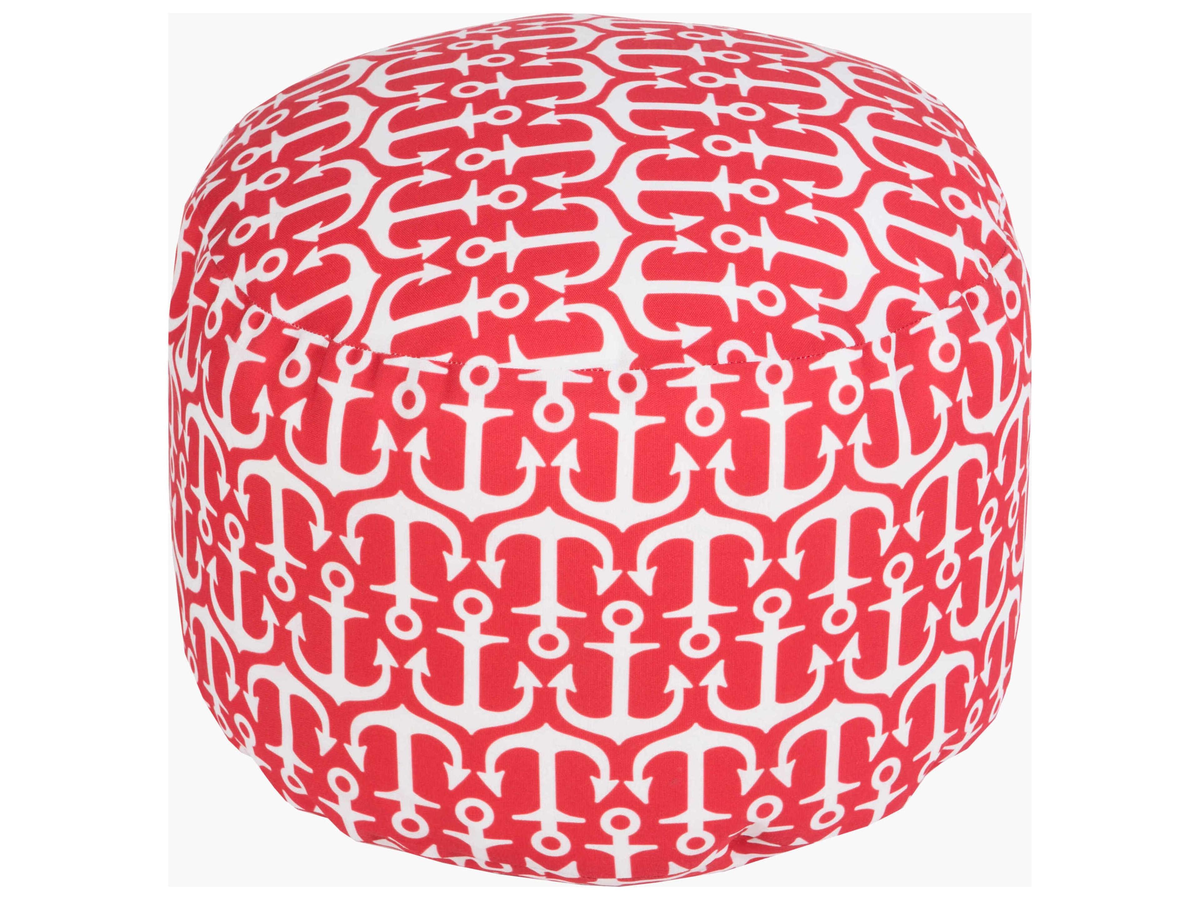 Livabliss by Surya Outdoor Rain Red Fabric Cushion Pouf