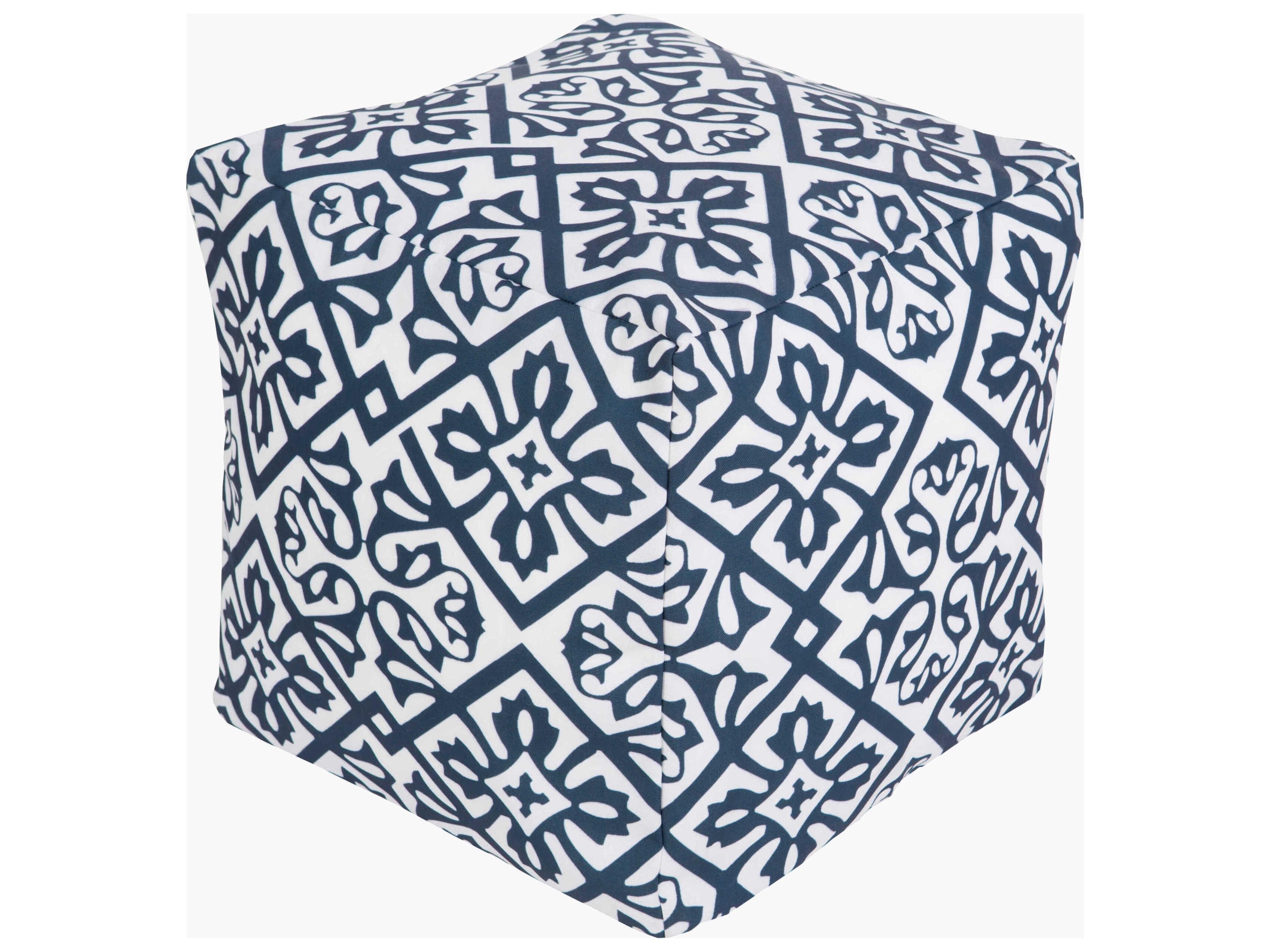 Rain Navy Fabric Cushion Pouf